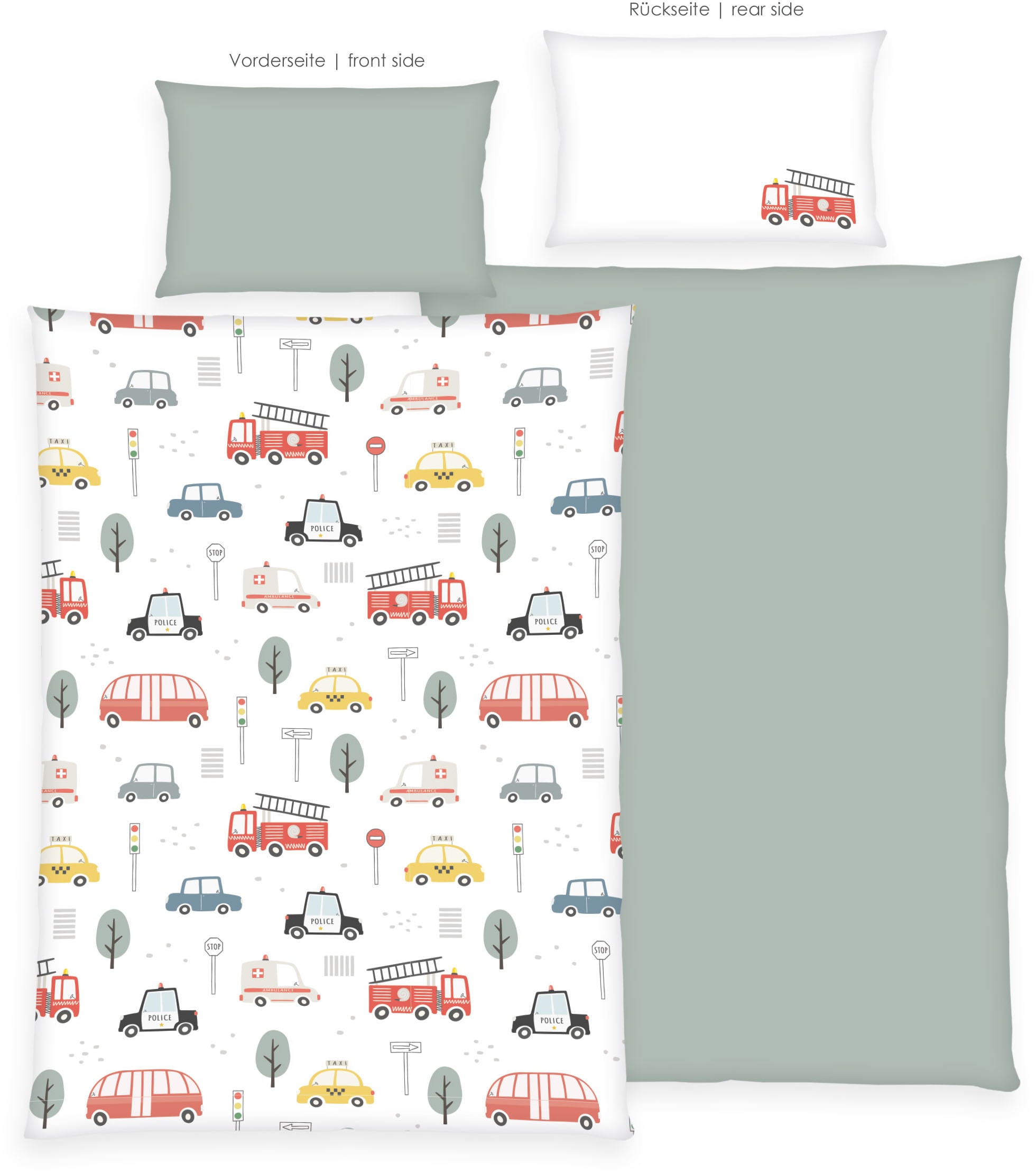 Baby Best Wendebettwäsche »babybest Fahrzeuge« 2 Stk. mit niedlichem Allover-Print