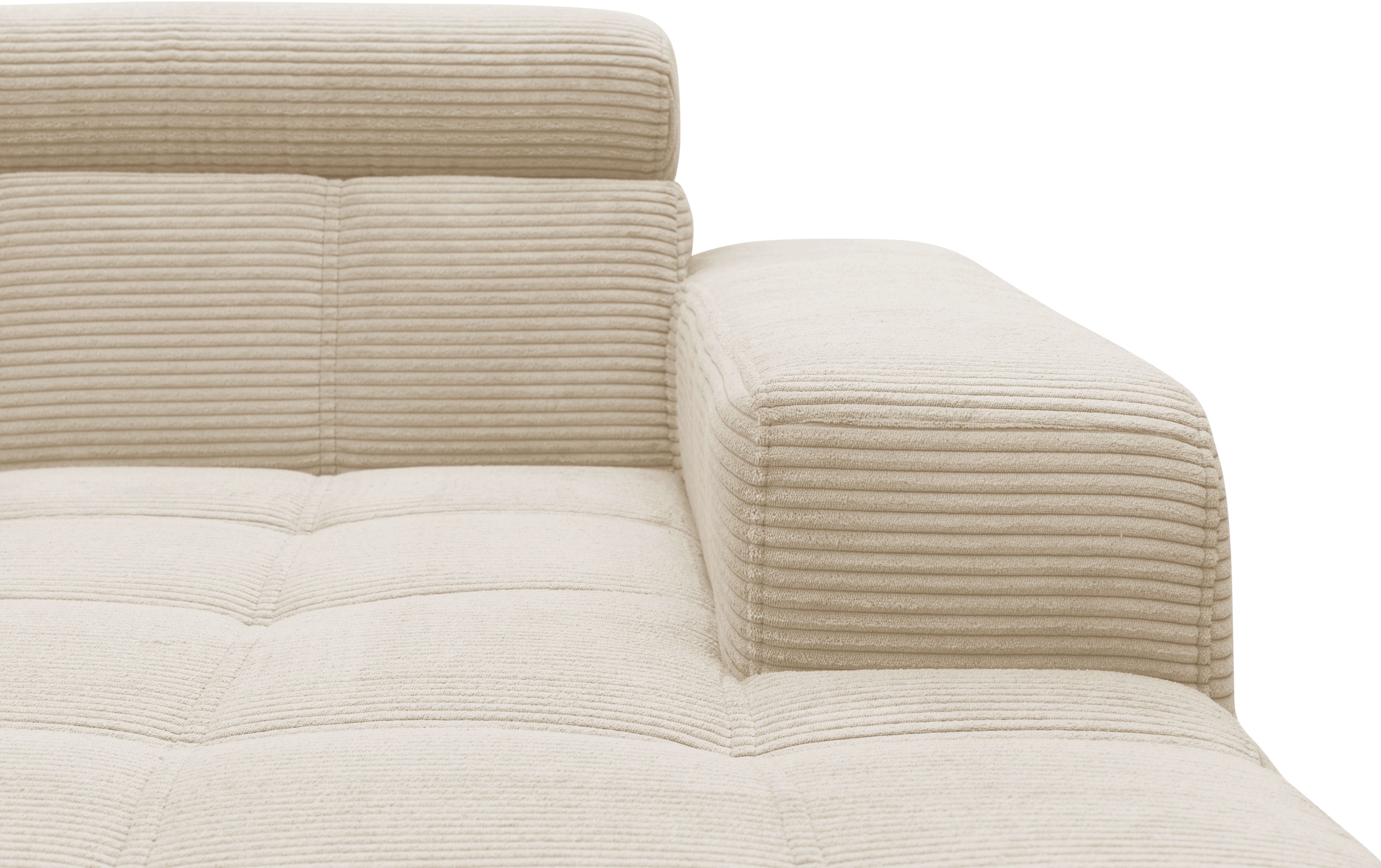DOMO collection Ecksofa »Trento L-Form, mit Kufenfuss oder Einzelfuss«, wahlweise mit Kopfteilverstellung, Recamiere links/rechts bestellbar
