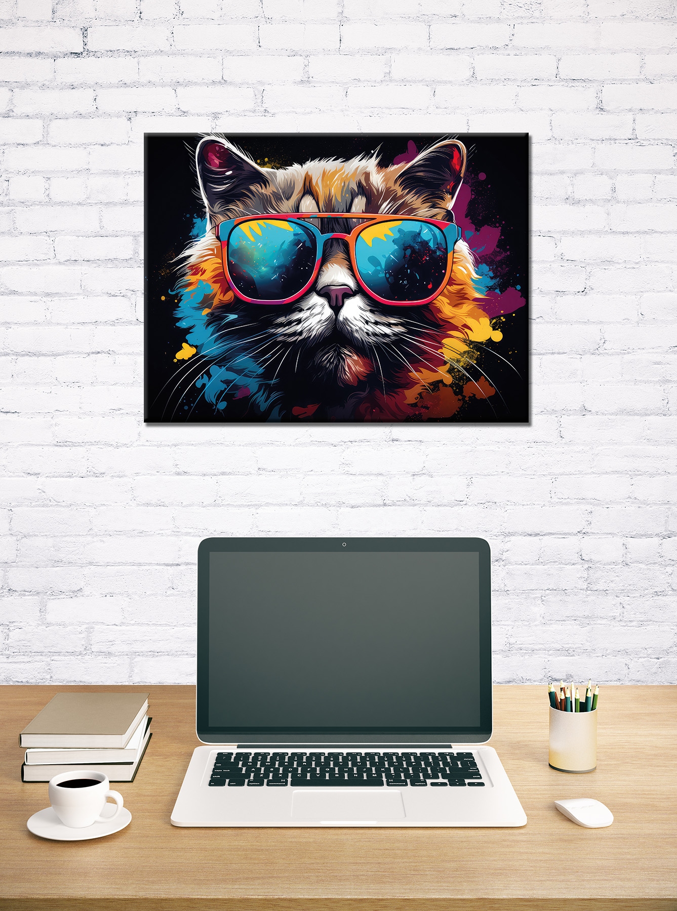 Bönninghoff Bild »Wandbild COOL CAT 46x61 cm – Leinwandbild Keilrahmen Deko modern« Katze | Katzen | Katzenbilder auf Keilrahmen gespannt