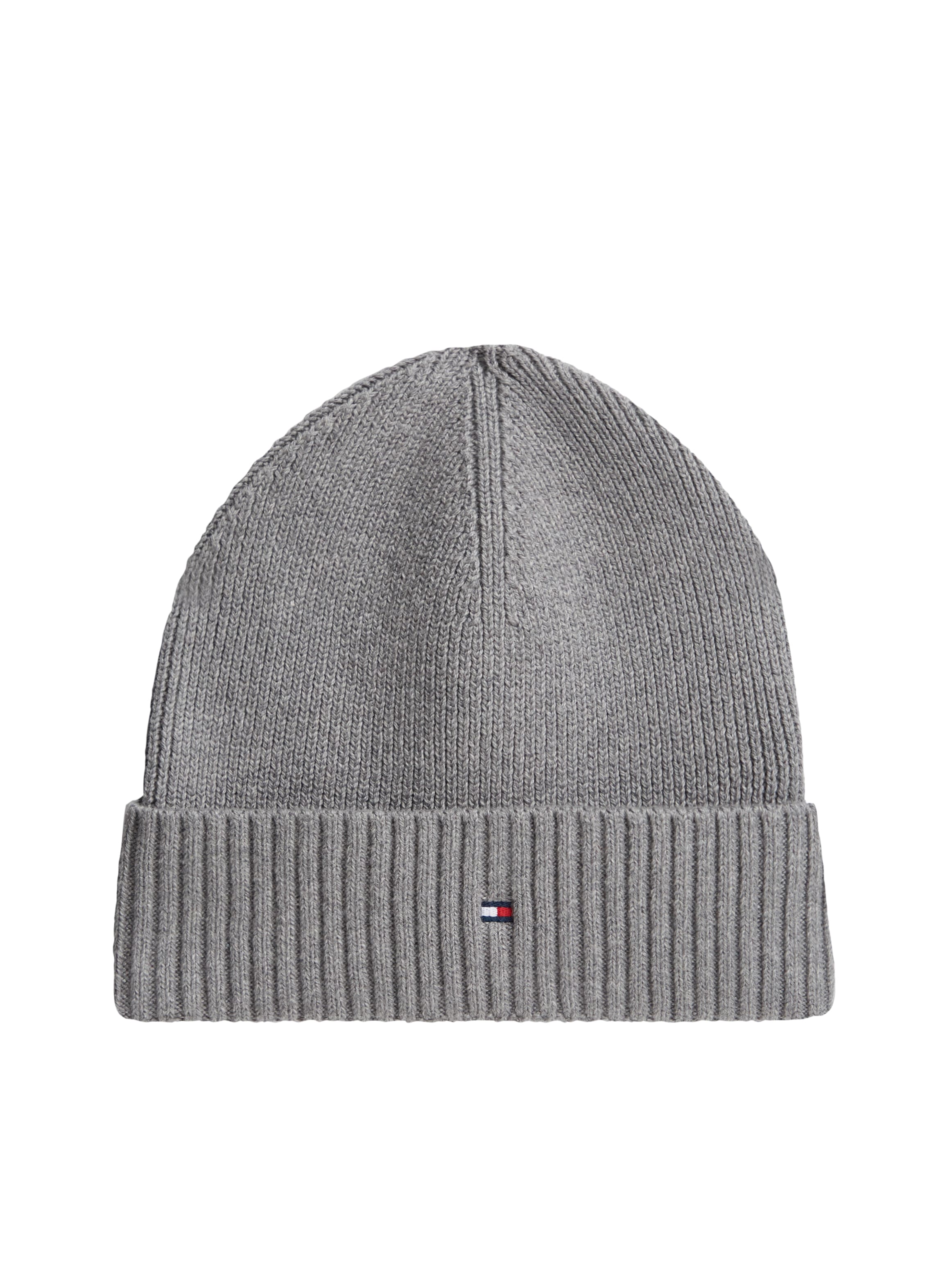 Tommy Hilfiger Bonnet tricoté »TH FLAG PIMA COTTON BEANIE« bonnet avec broderie logo, avec part de cachemire, unisexe