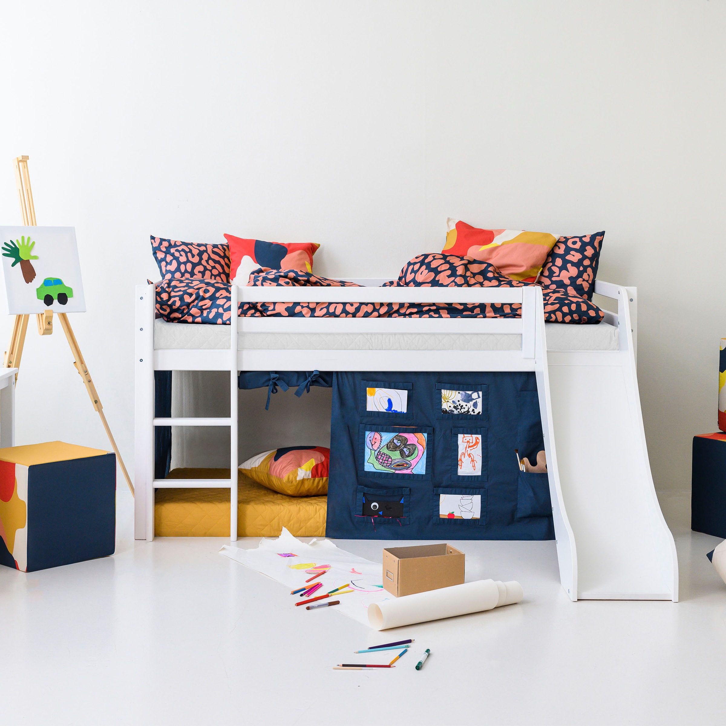 Image of Hoppekids Hochbett »«Creator Orion Blue»«, Rutsche & Vorhang Blau und viel Auswahl bei Ackermann Versand Schweiz