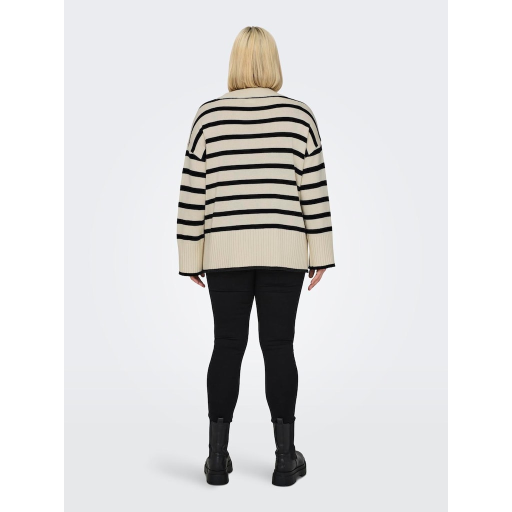 ONLY CARMAKOMA Rundhalspullover »CARHELLA LS LOOSE STRIPED O-NECK KNT«