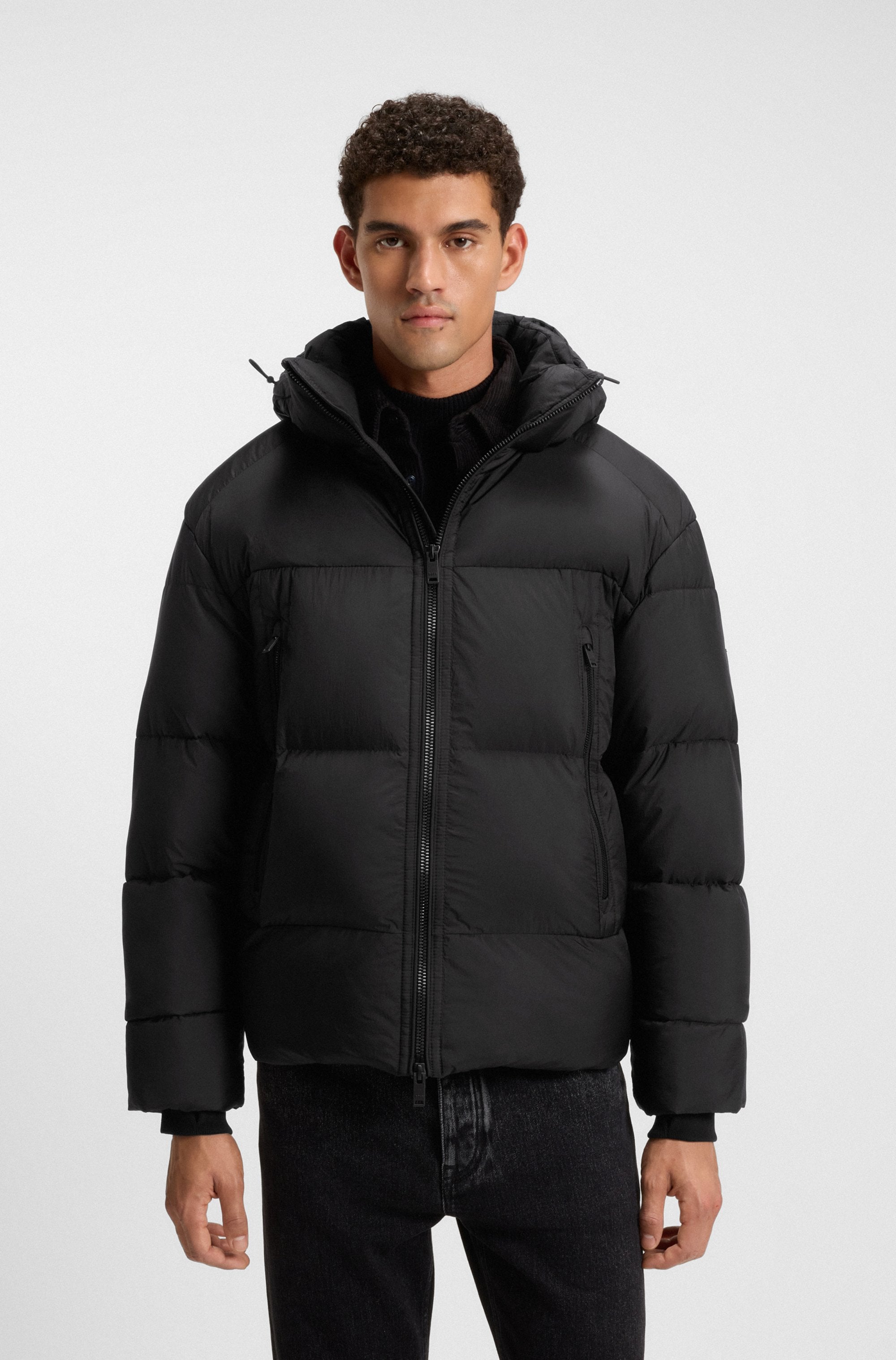 Image of BOSS ORANGE Steppjacke "Orbok" Stehkragen, Oversized Fit, abnehmbare Kapuze