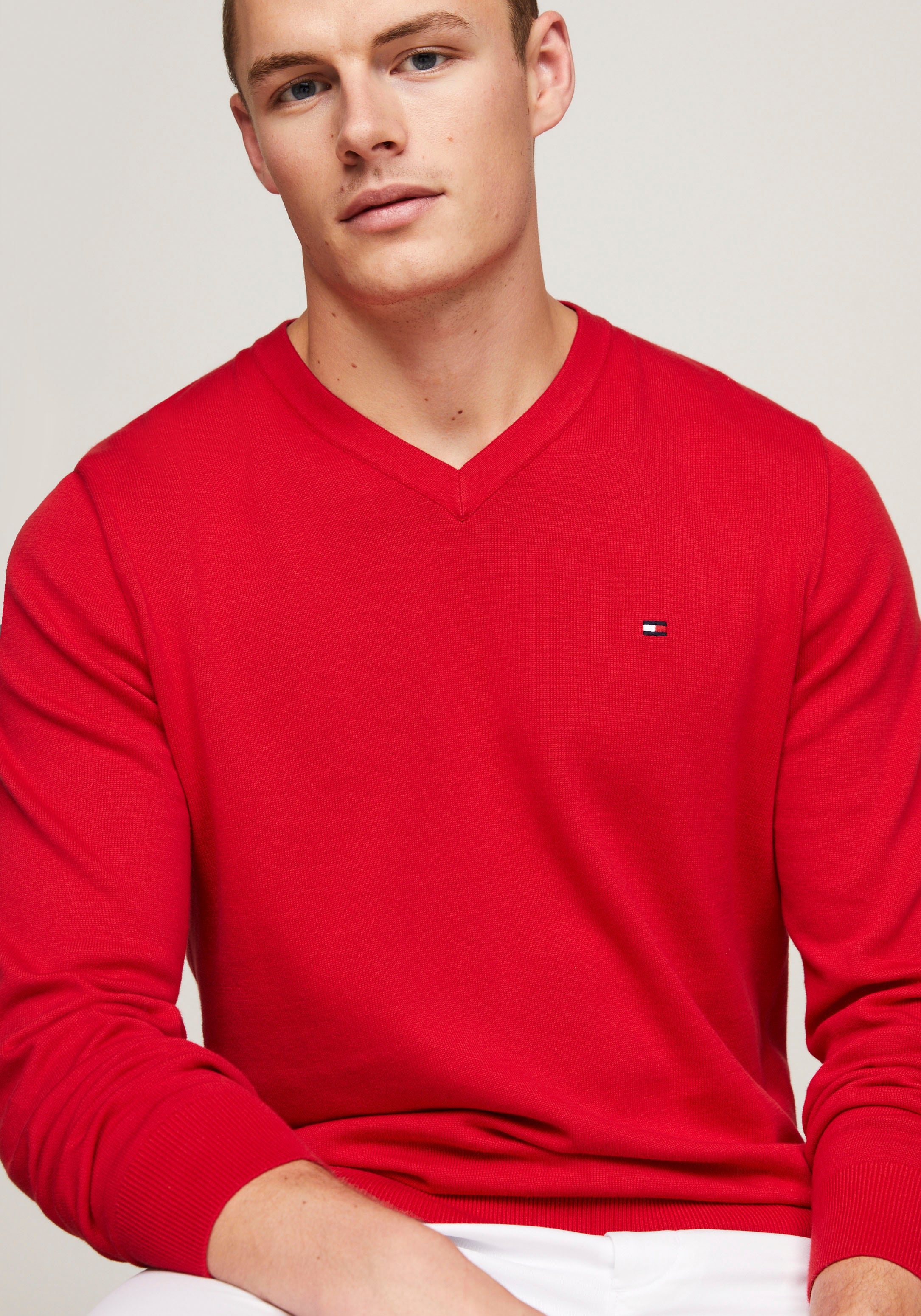 Tommy Hilfiger V-Ausschnitt-Pullover »CLASSIC COTTON V NECK«