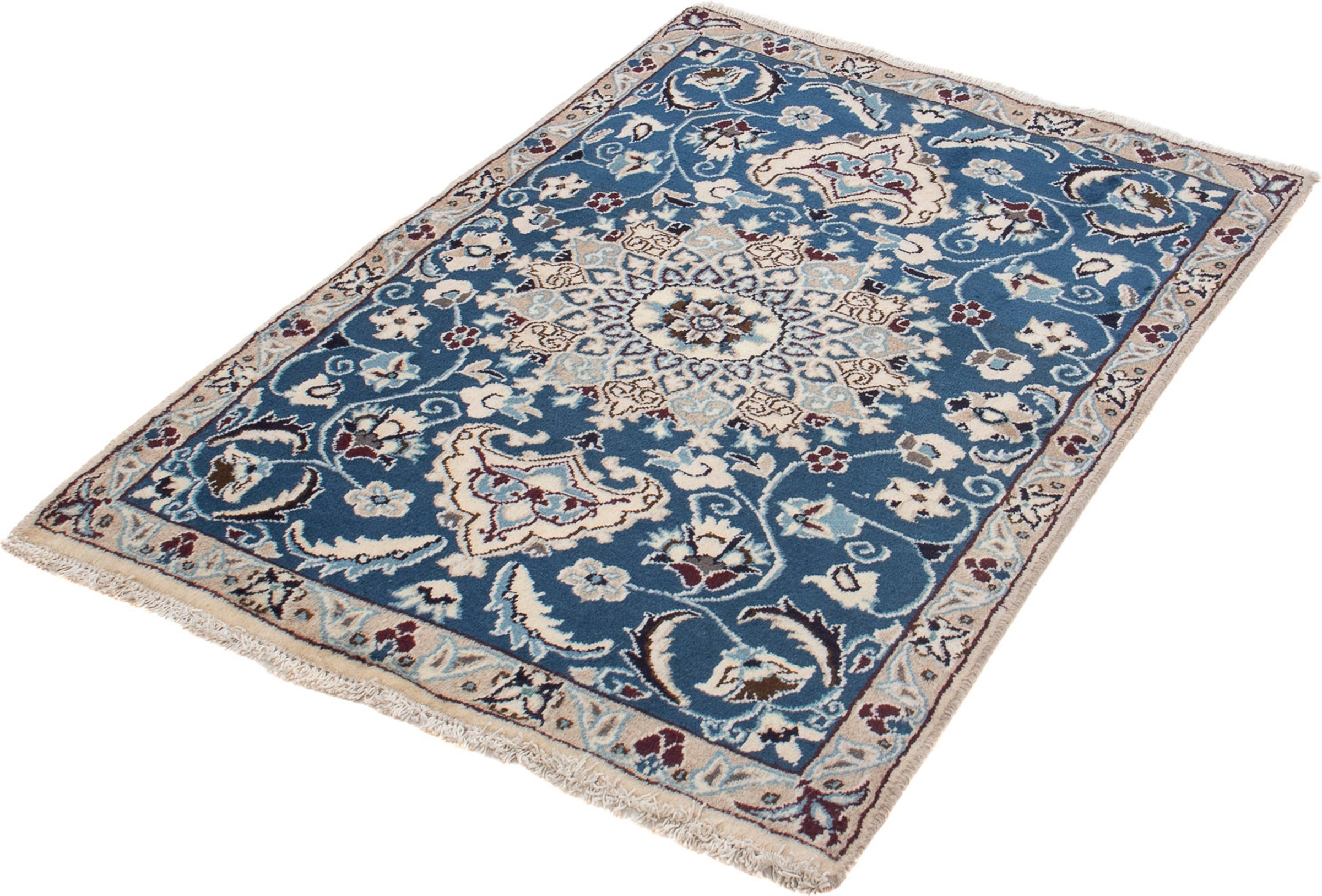Image of morgenland Orientteppich »Perser - Nain - 128 x 89 cm - blau«, rechteckig, 10 mm Höhe, Wohnzimmer, Handgeknüpft, Einzelstück mit Zertifikat bei Ackermann Versand Schweiz