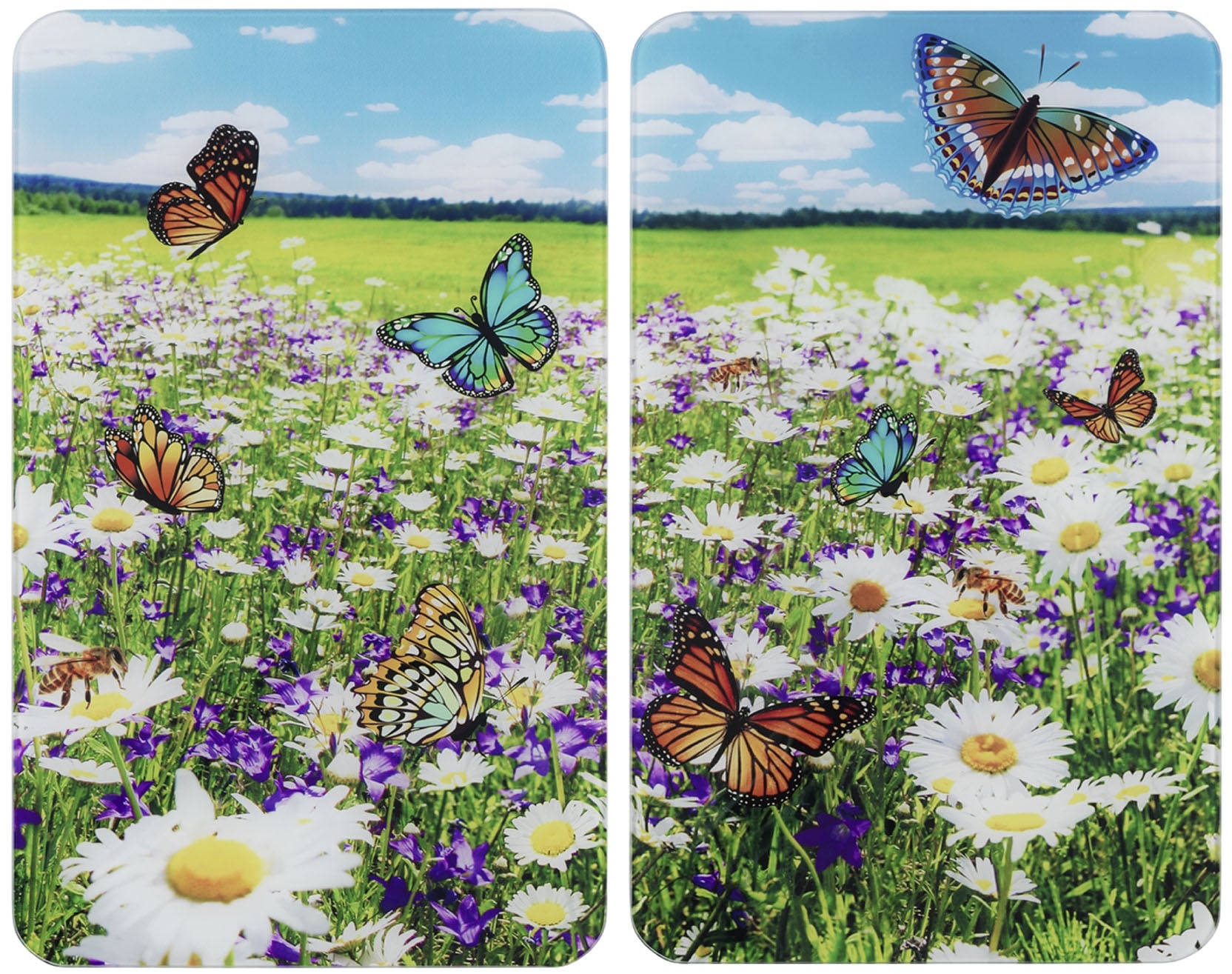 Maximex Herd-Abdeckplatte »Universal Modell Sommerwiese«, (Set, 2 tlg.), Herdabdeckung für alle Herdarten, kratzfest, mit rutschfesten Füssen