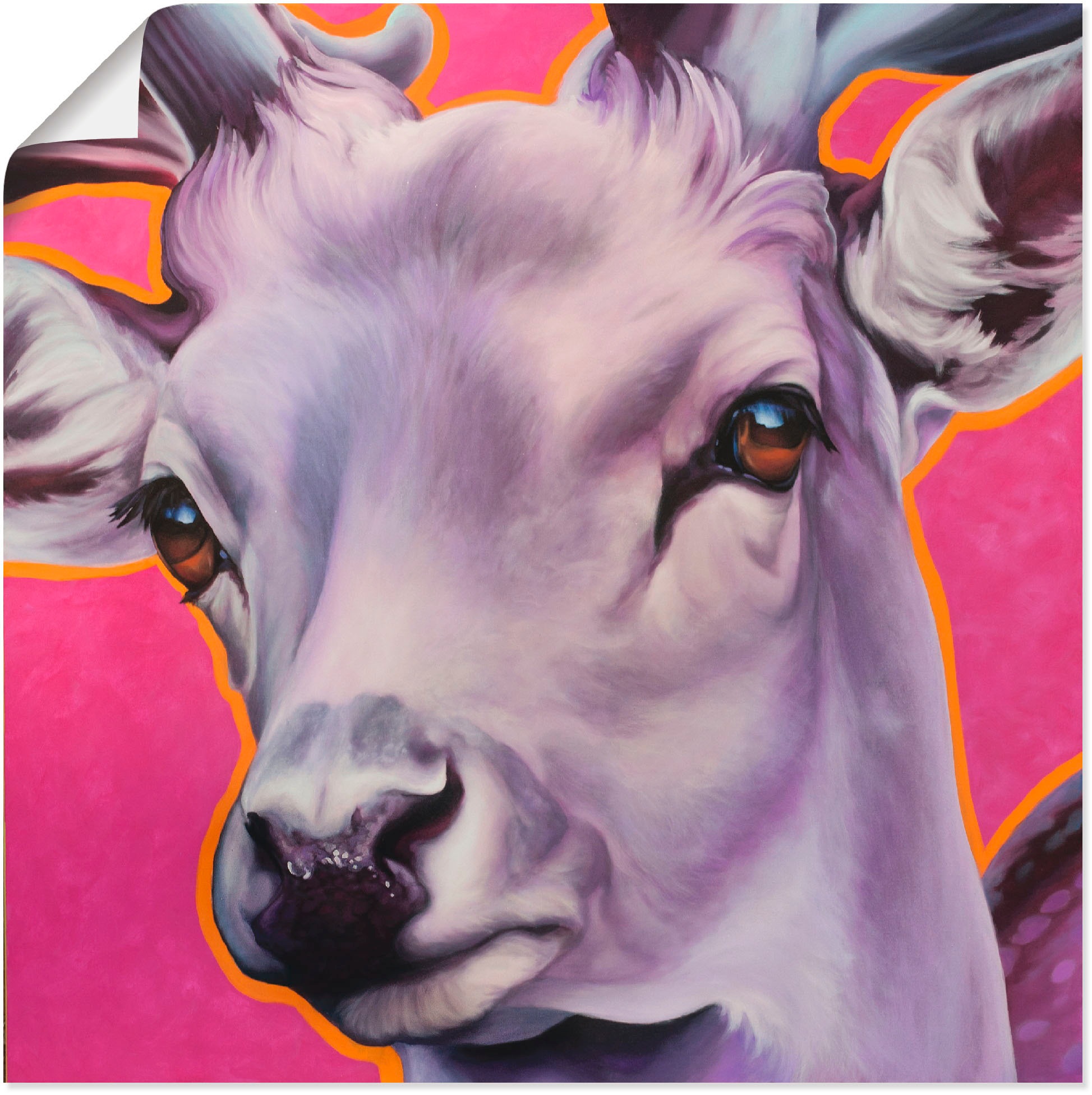 Image of Artland Wandbild »Hirsch pink«, Wildtiere, (1 St.), in vielen Grössen & Produktarten -Leinwandbild, Poster, Wandaufkleber / Wandtattoo auch für Badezimmer geeignet bei Ackermann Versand Schweiz