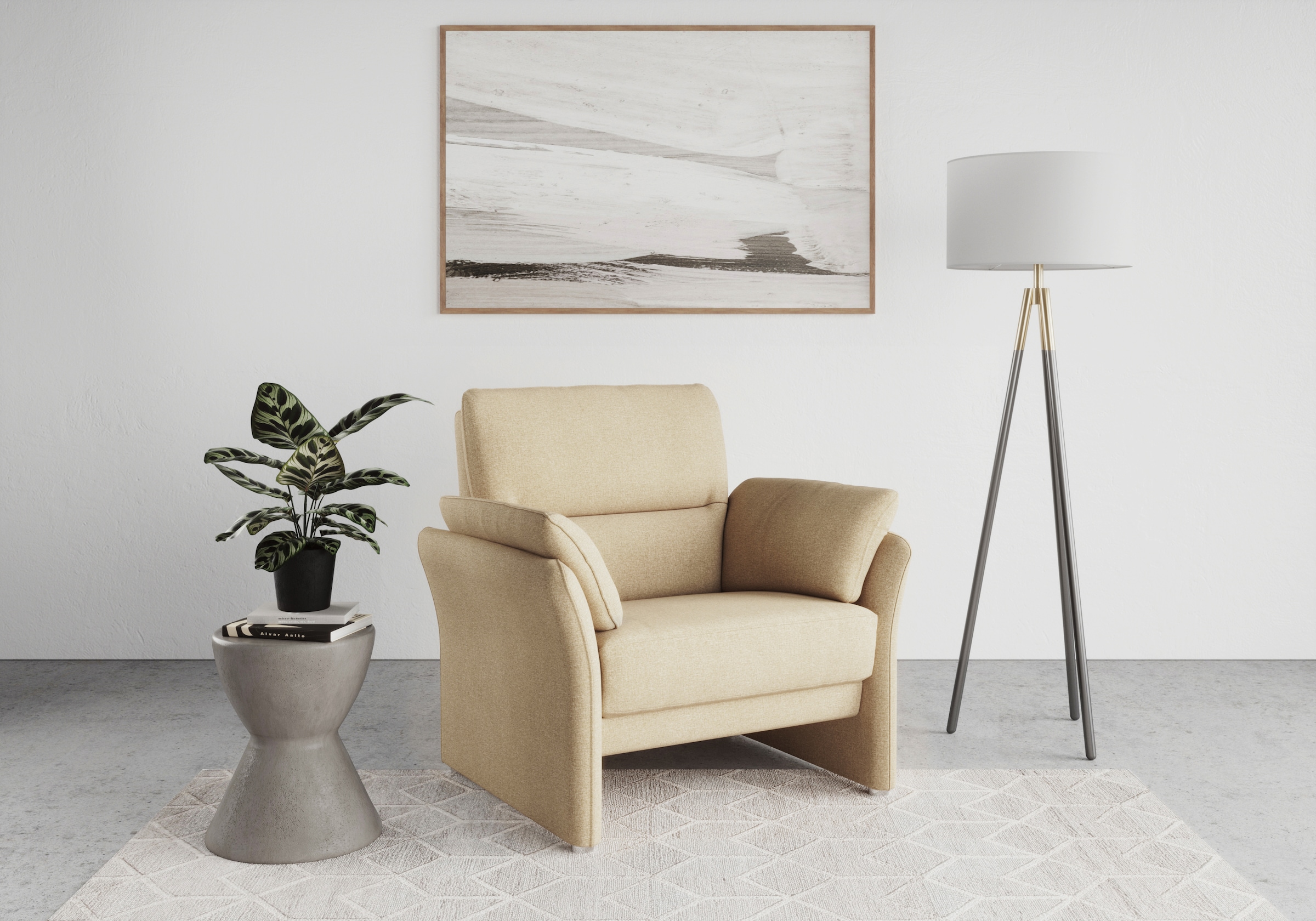 Image of DOMO collection Sessel "Pina elegant und zeitloser Clubsessel, bequemer Cocktailsessel" Hoher Sitzkomfort, Feinstruktur, beige