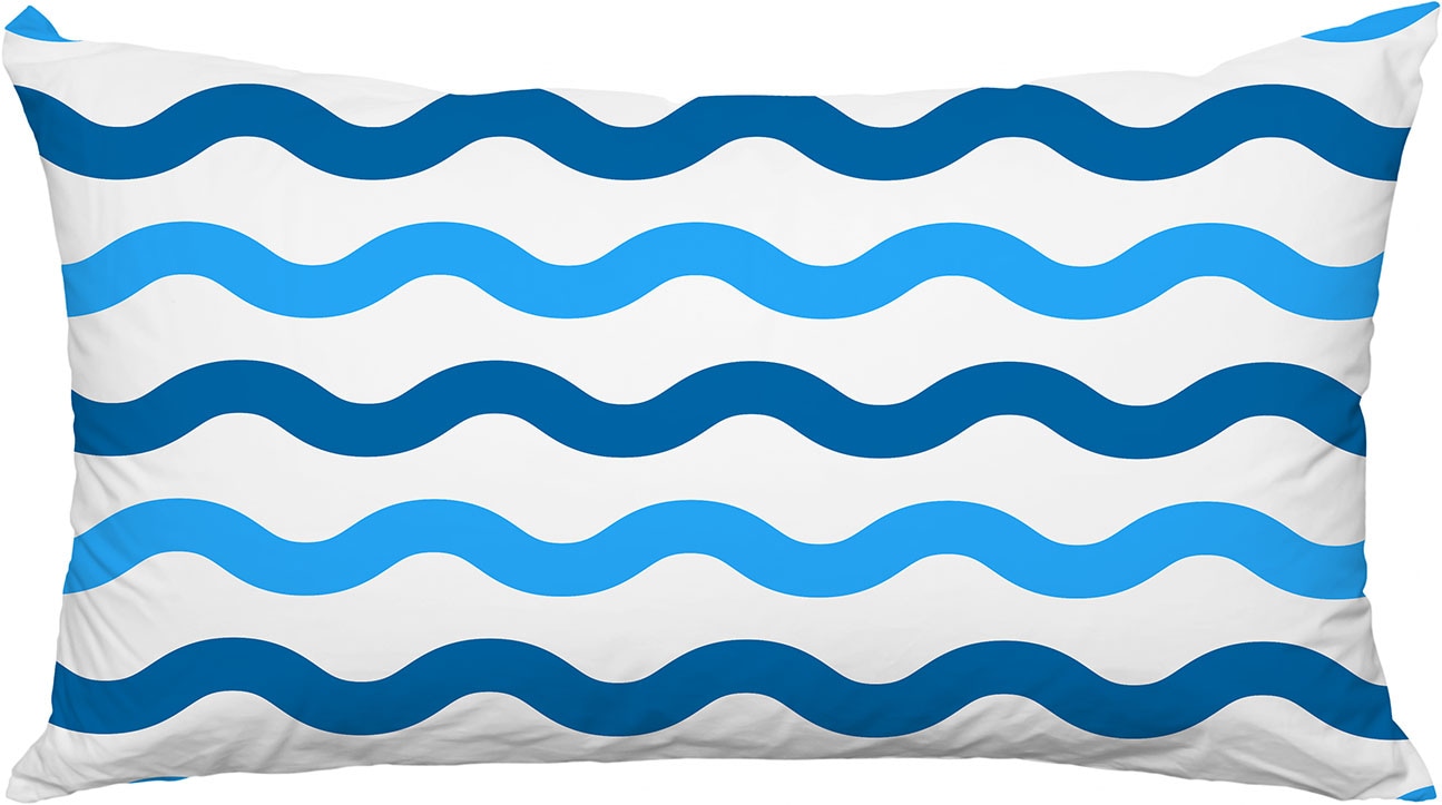 Image of queence Dekokissen "Wellen Meer" Premium Outdoor Kissenbezug; Format: 60x40 cm