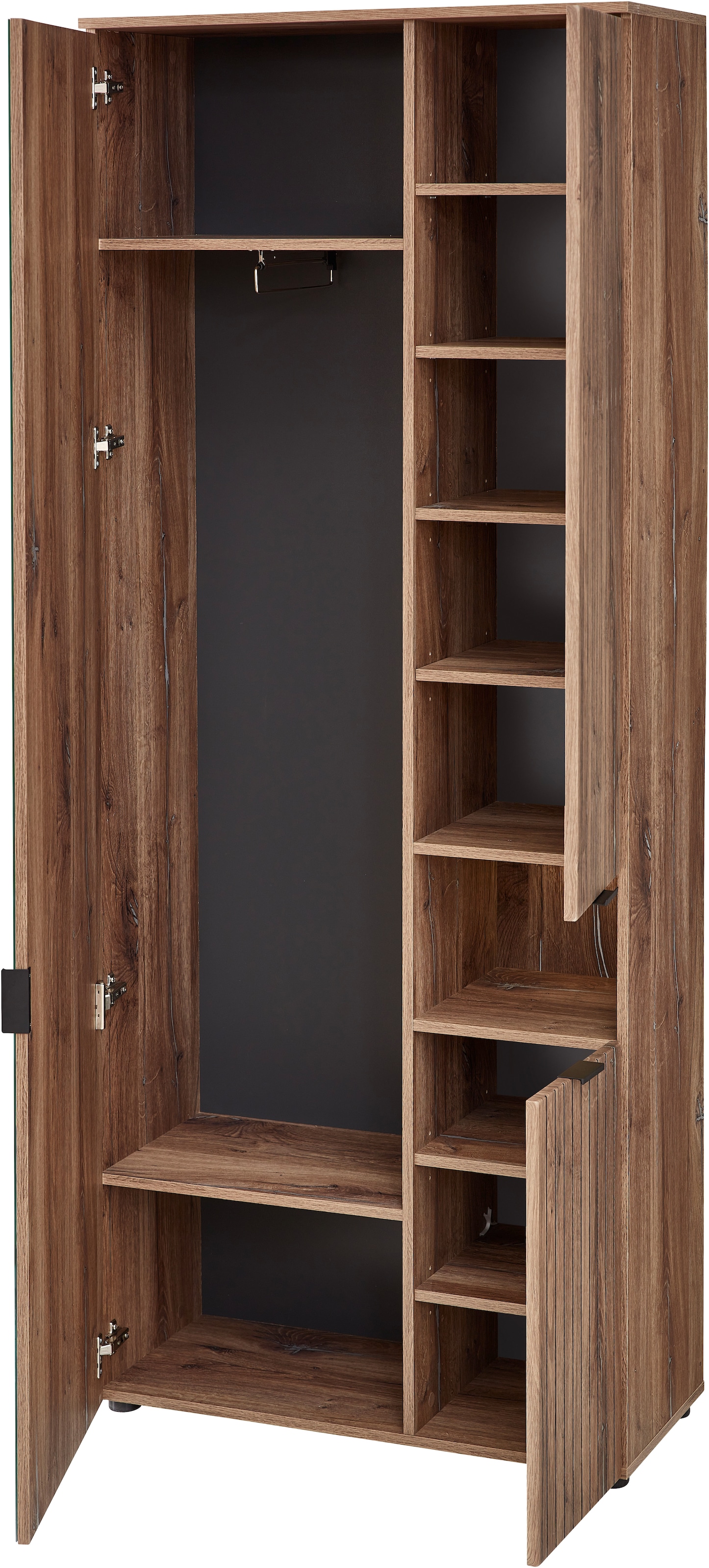 Innostyle Garderobenschrank »LINEA Garderoben Set,besteht aus 5 Typen, 266x204x38cm (B/H/T)« 5 Stk. tlg. Spiegeltür, 2 Holztüren,Led-Beleuchtung, Soft-Close,ABS-Schutzkanten