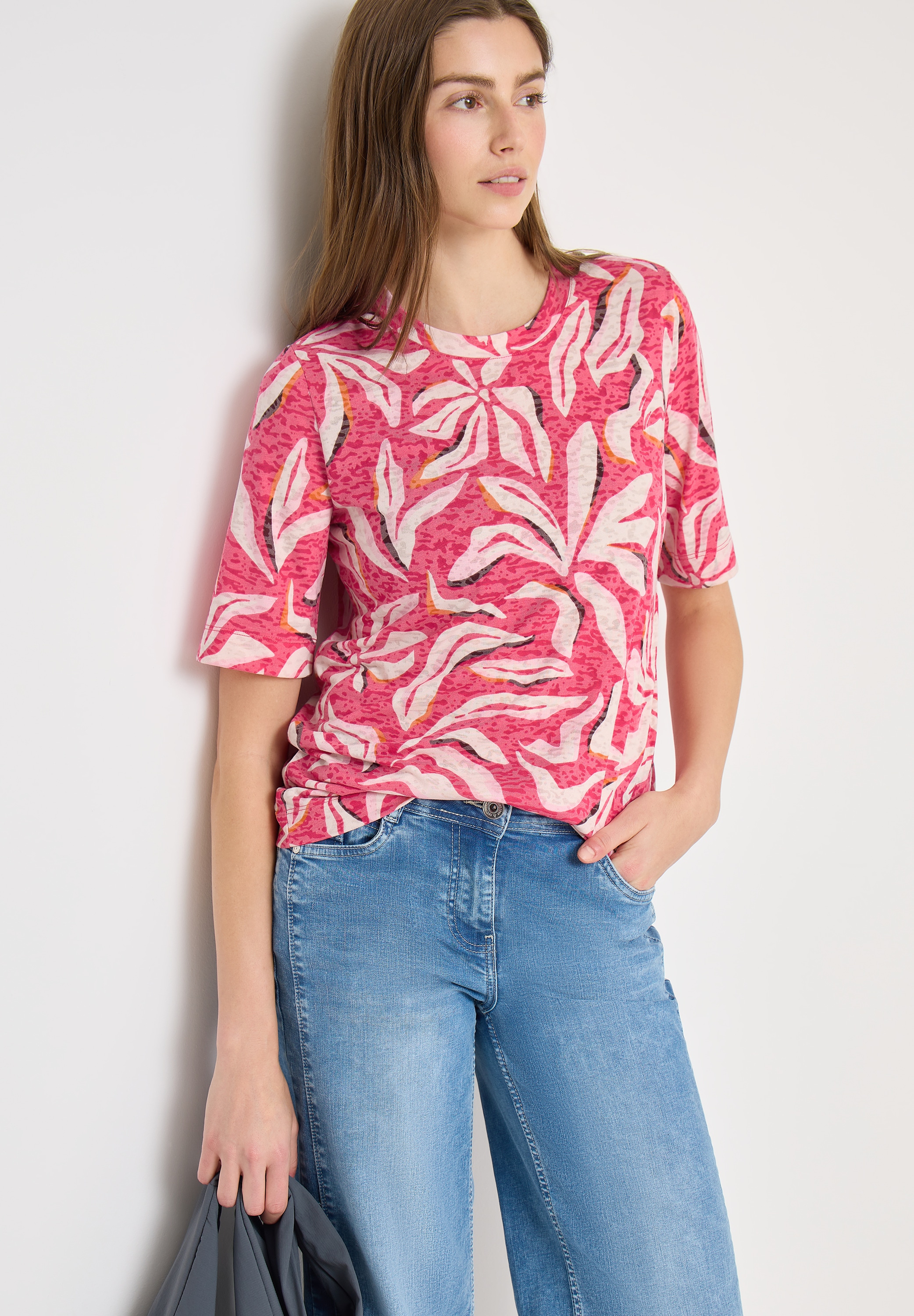 Image of Cecil Rundhalsshirt Ausbrenner Shirt mit floralem Muster