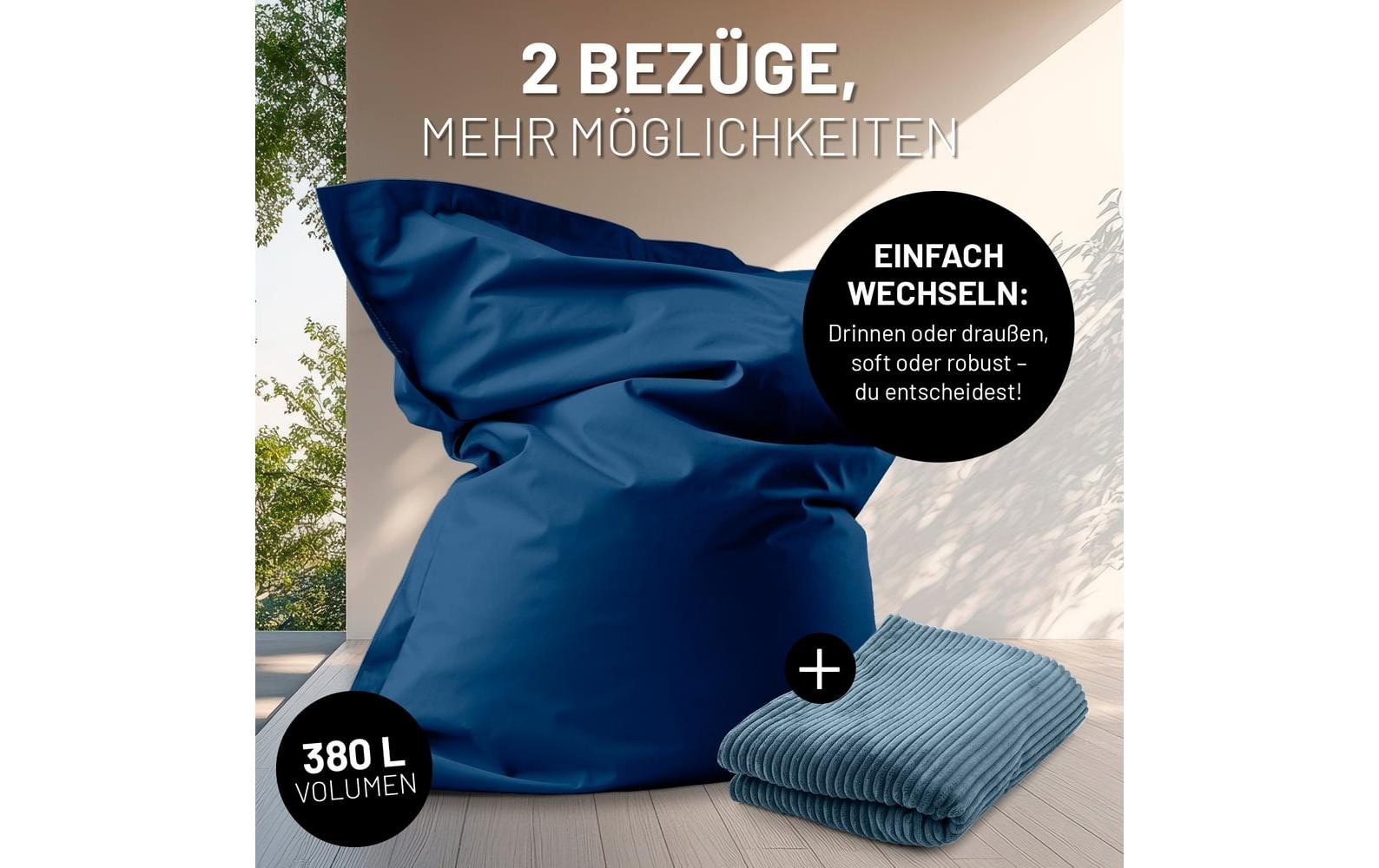 Lumaland Pouf »+ Cordhülle 380 l« 3 cuis tlg. Sitzsack für innen und aussen