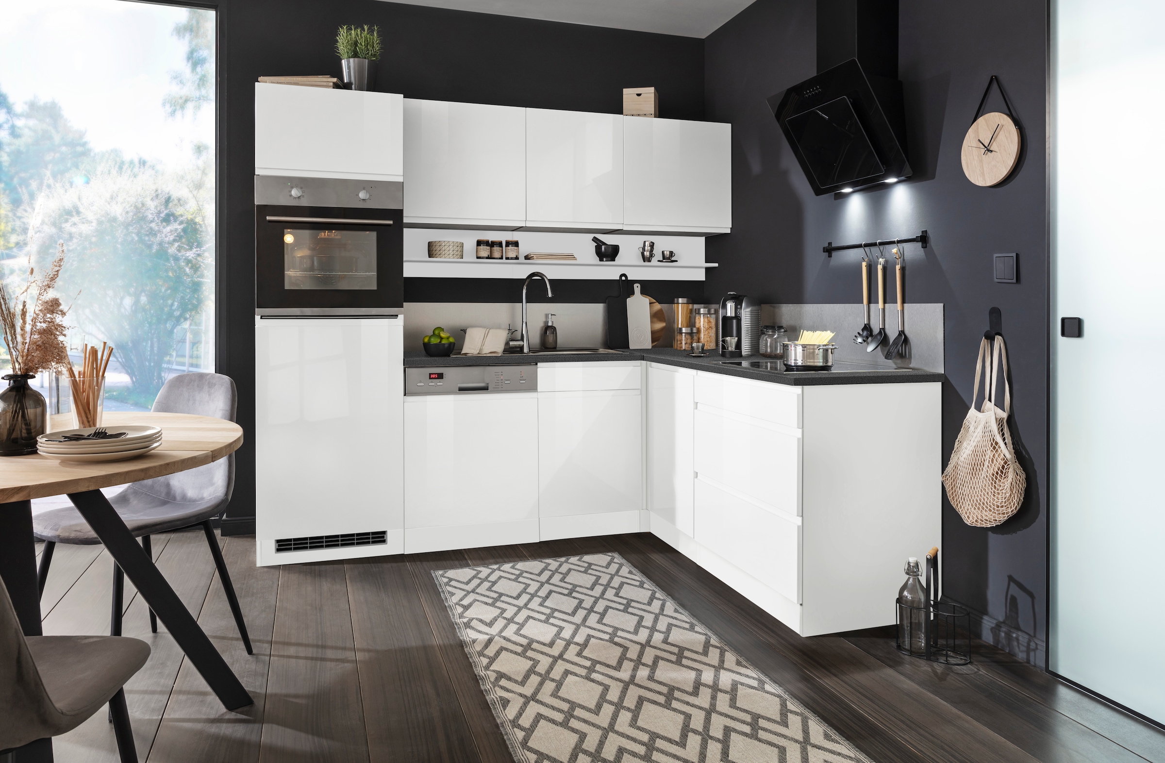KOCHSTATION »KS-Virginia,neu in verbesserter Ausführung« Arbeitsplatte 38 mm stark, Stauraum, Softclose,  Stellbreite 230/190 cm, Soft-Close, ohne E-Geräte