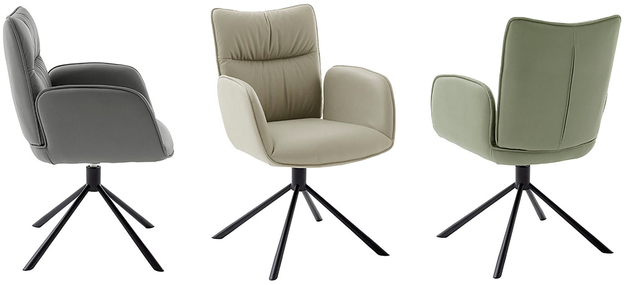 MCA furniture 4-Fussstuhl »MARIN Esszimmerstuhl (2er Set) - Stuhl«, (Set), 2 St., Microfaser, 360° drehbar, Metall schwarz, beweglichen Rücken, belastbar 120 kg