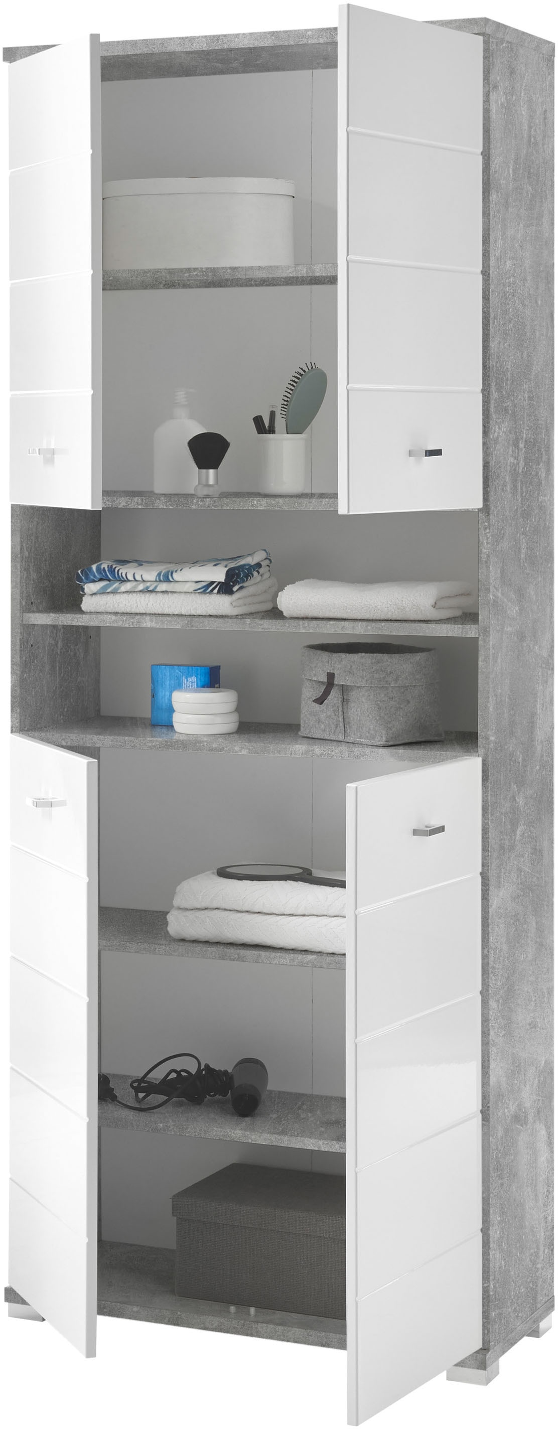 BASIC by Balculina Armoire haute »Pool, Badezimmerschrank BxHxT 76x190x31« 1 cuis tlg. largeur 76 cm, porte montable à gauche/droite
