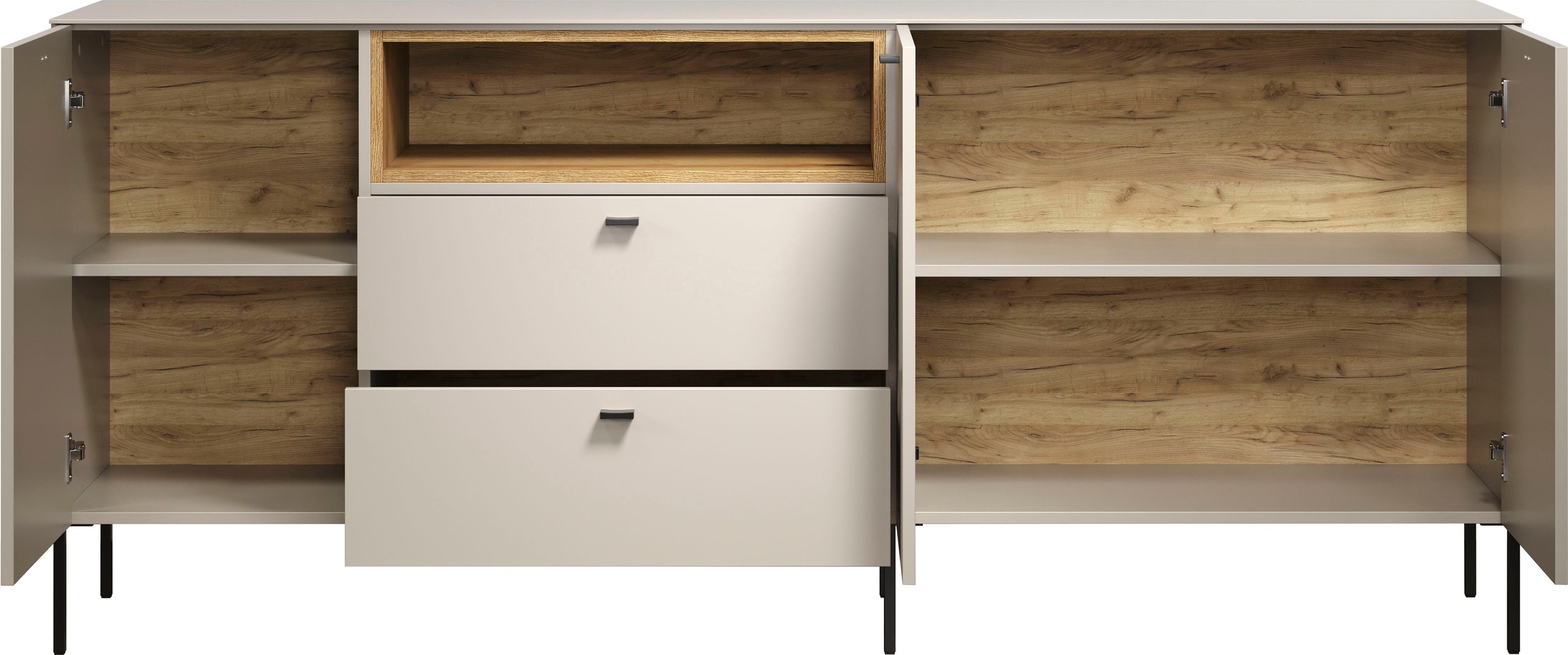 Home affaire Buffet »San Pedro« 1 cuis tlg. buffet avec poignées et pieds en métal - (L/P/H) 197/42/85 cm