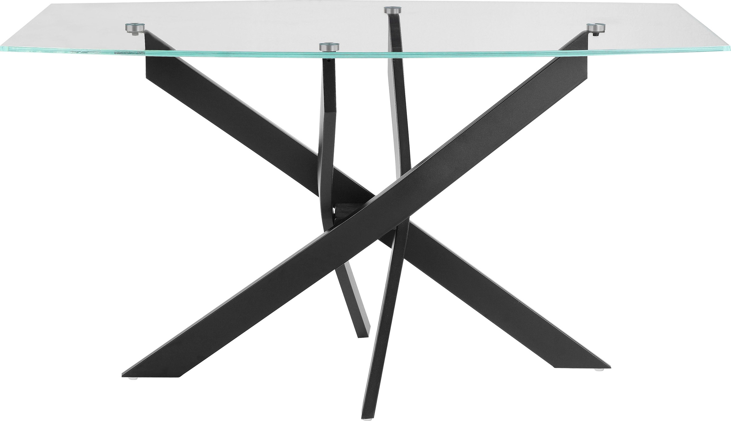 Image of GOODproduct Esstisch "Kairi" Glastischplatte, pulverbeschichtetem Metallgestell, zwei Tischbreiten