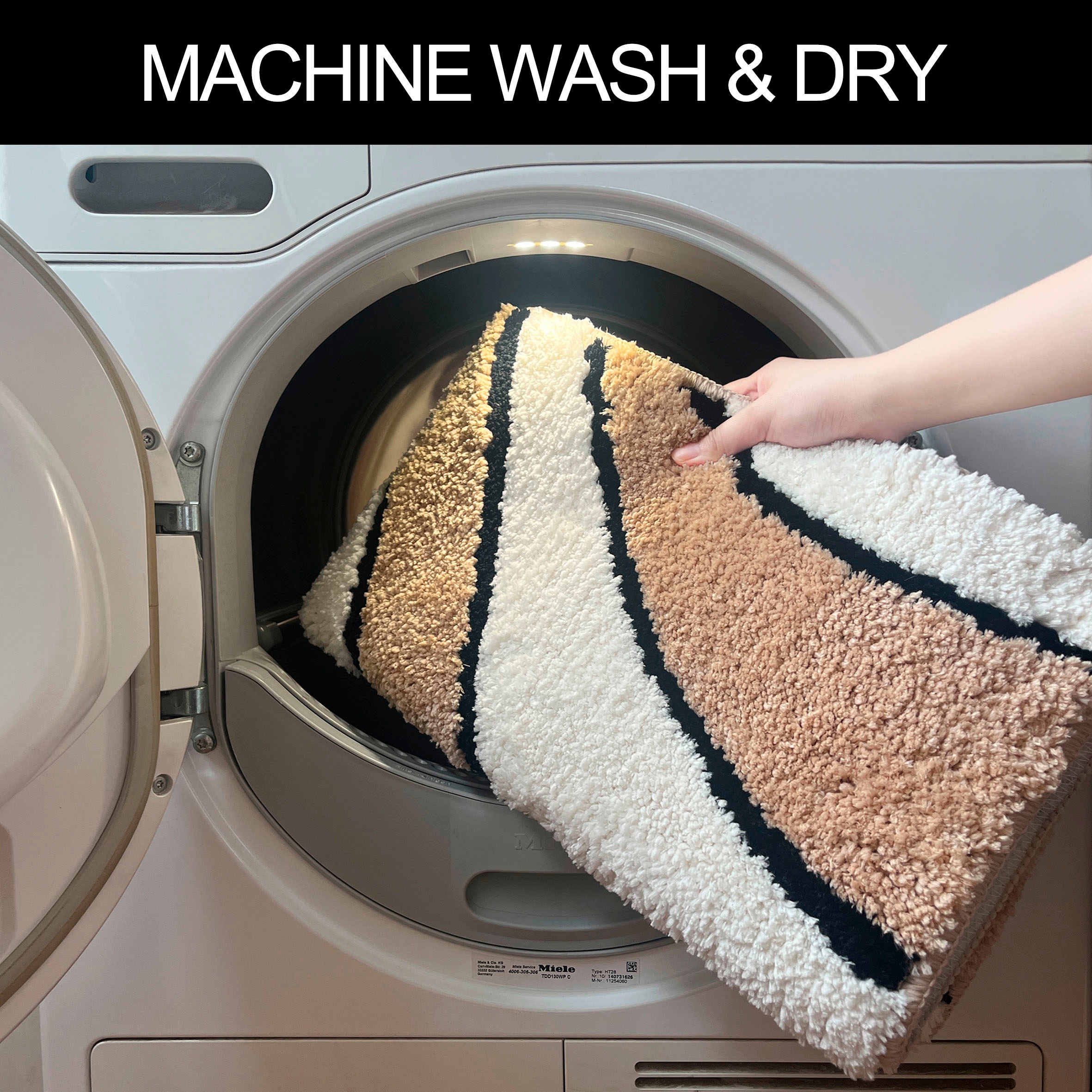 my home Badematte »Anna, Badvorleger, Badezimmer Teppich«, rutschhemmend beschichtet, fussbodenheizungsgeeignet-schnell trocknend, Badteppich, Hoch Tief Effekt, Modern, Weich, Wellen