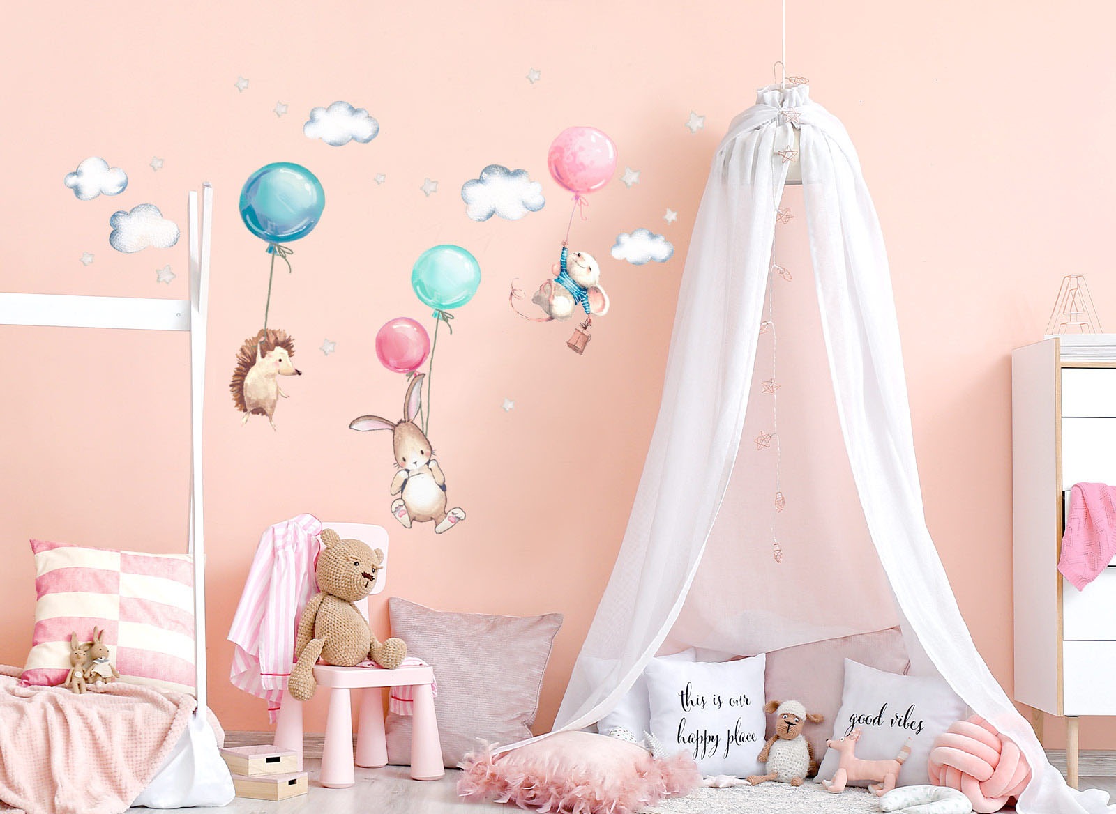 Image of little DECO Wandtattoo »Little Deco Wandtattoo Igel Maus und Hase mit Luftballon« bei Ackermann Versand Schweiz