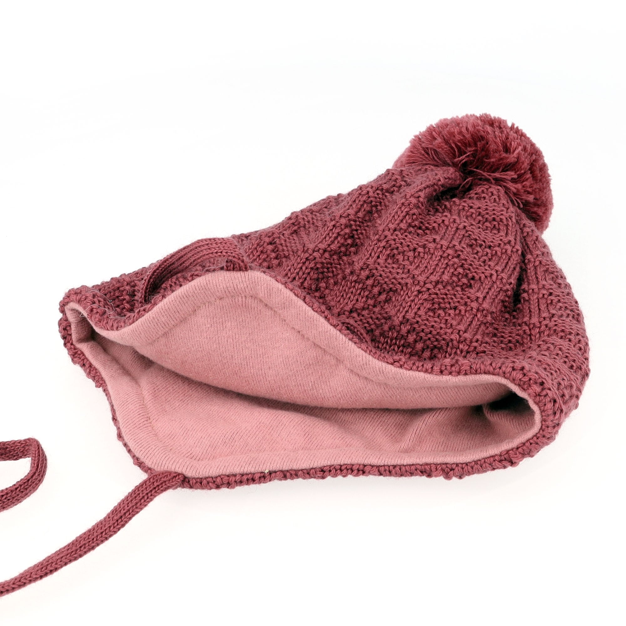 MAXIMO Bonnet tricoté Laine, doublé, à nouer, avec pompon