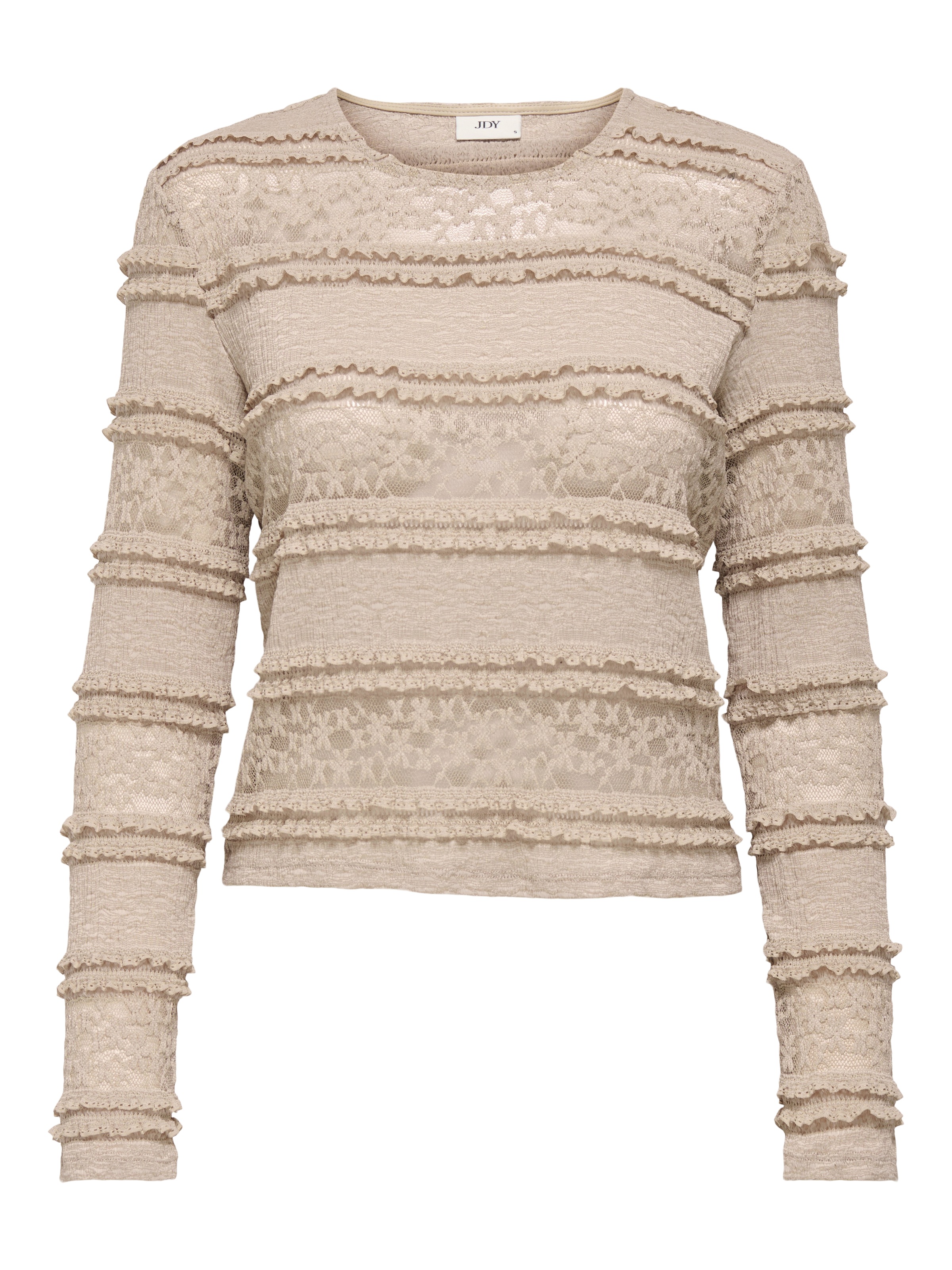 JDY Longsleeve »JDYSARAH L/S LACE TOP JRS NOOS« Kunstfaser, normal geschnitten