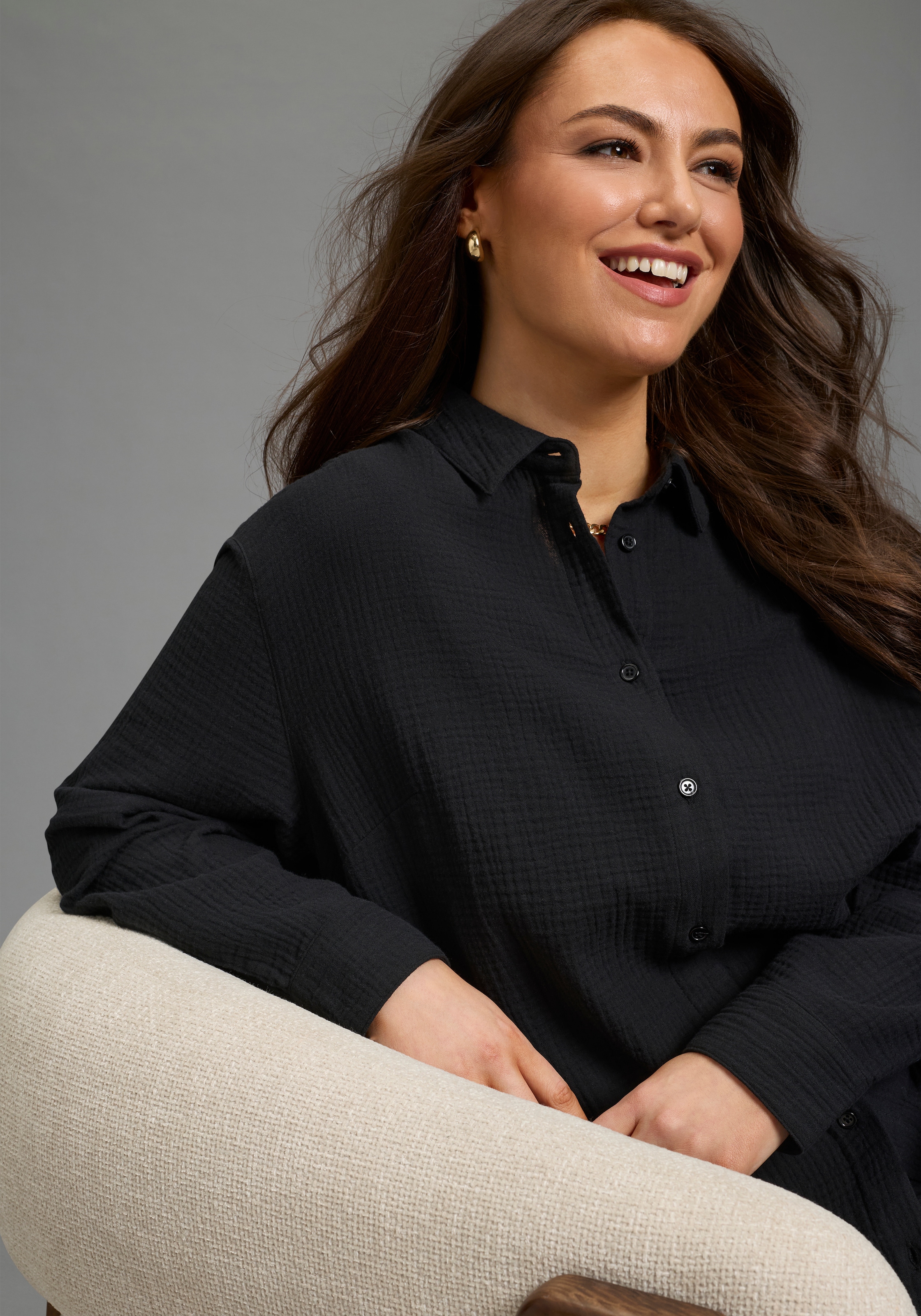 Laura Scott CURVE Blouse chemise aus angenehm weicher Strukturware