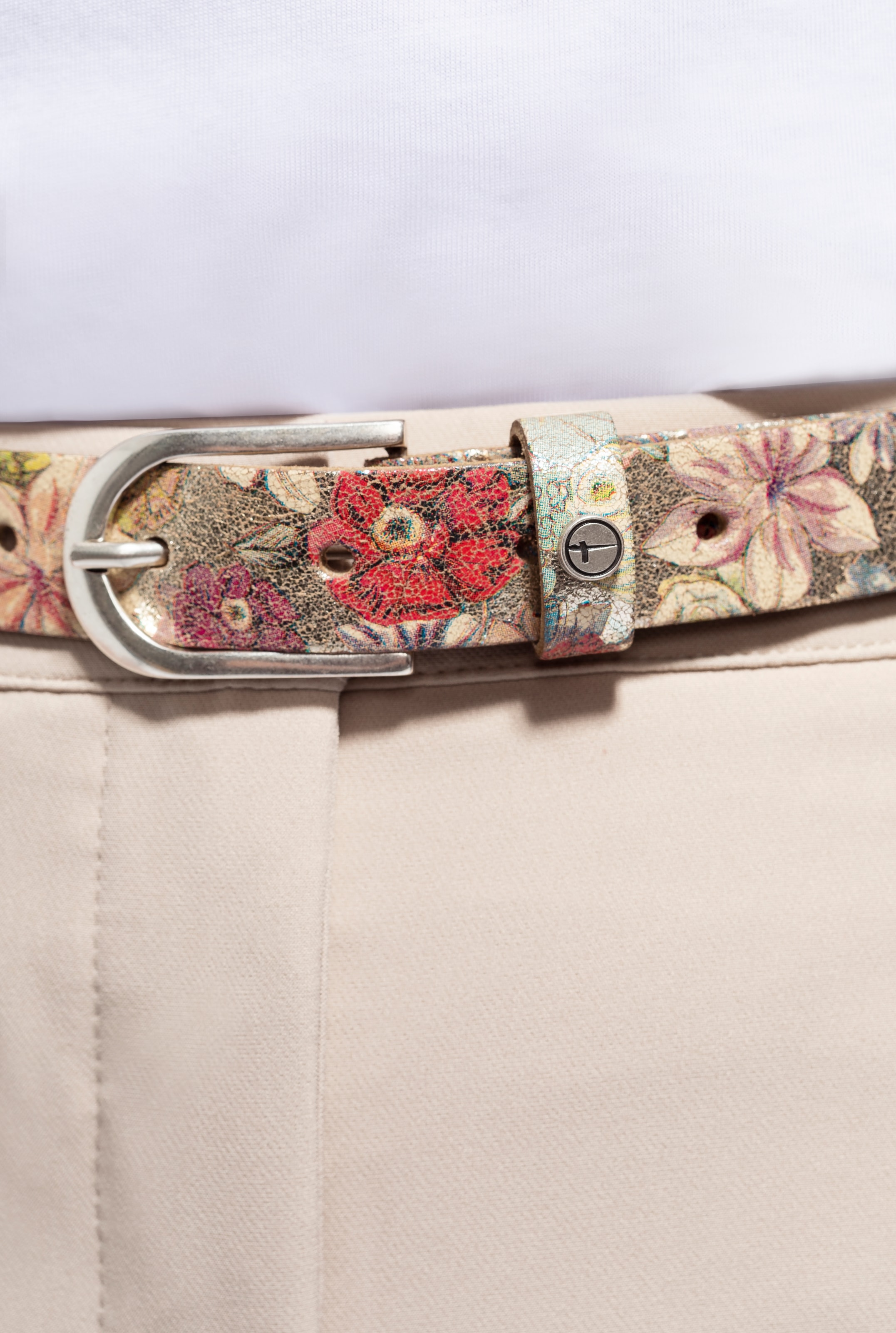 Tamaris Ceinture en cuir »"Cathy Silver"« stilvolles Leo-Muster, hochwertiges Rindleder mit Vintage-Finish