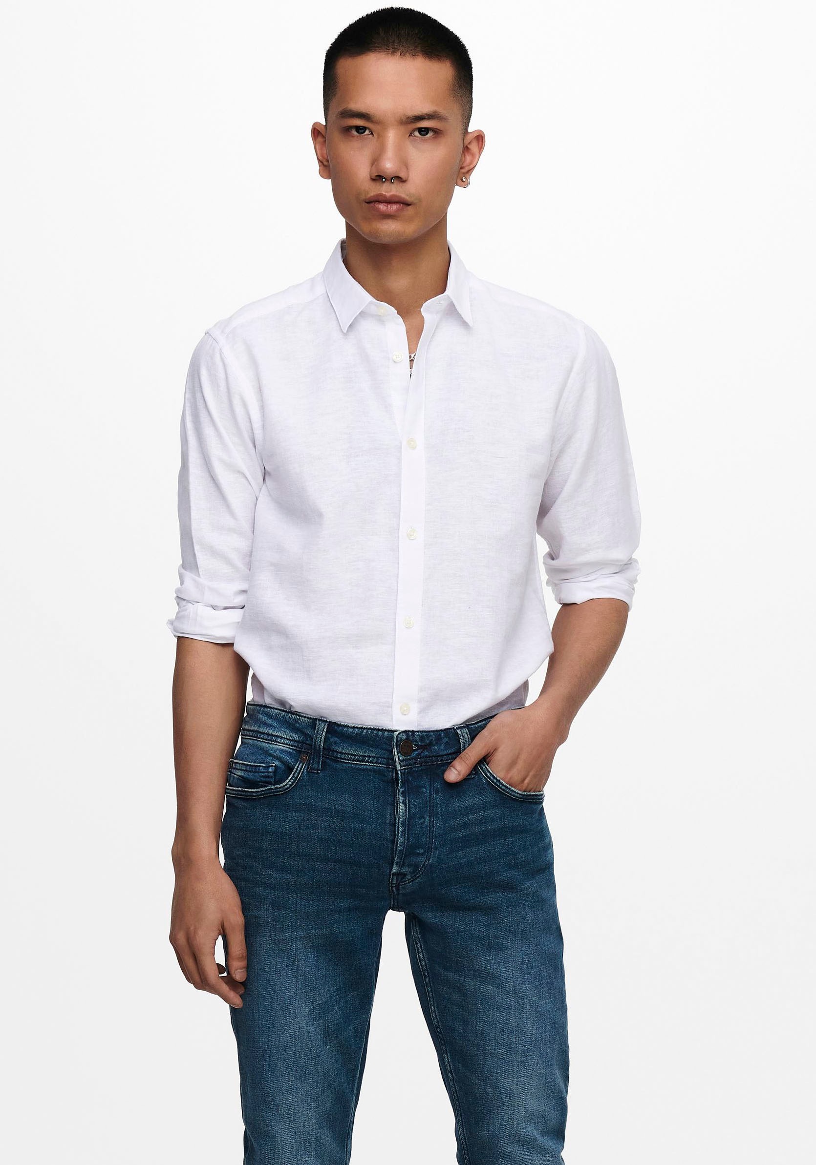 ONLY & SONS Langarmhemd »ONSCAIDEN LS SOLID LINEN SHIRT NOOS«