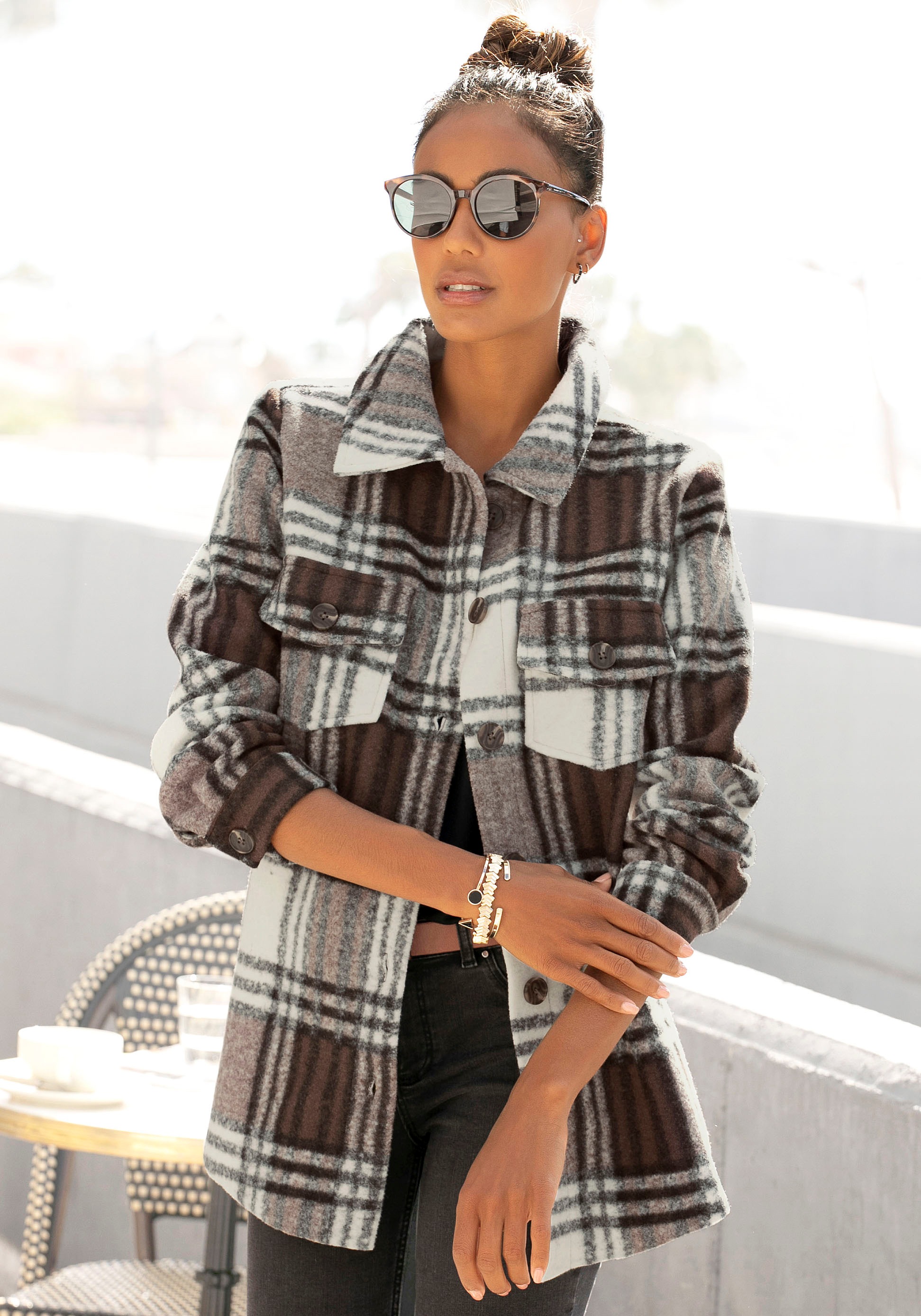 Image of LASCANA Hemdjacke, mit Karomuster bei Ackermann Versand Schweiz