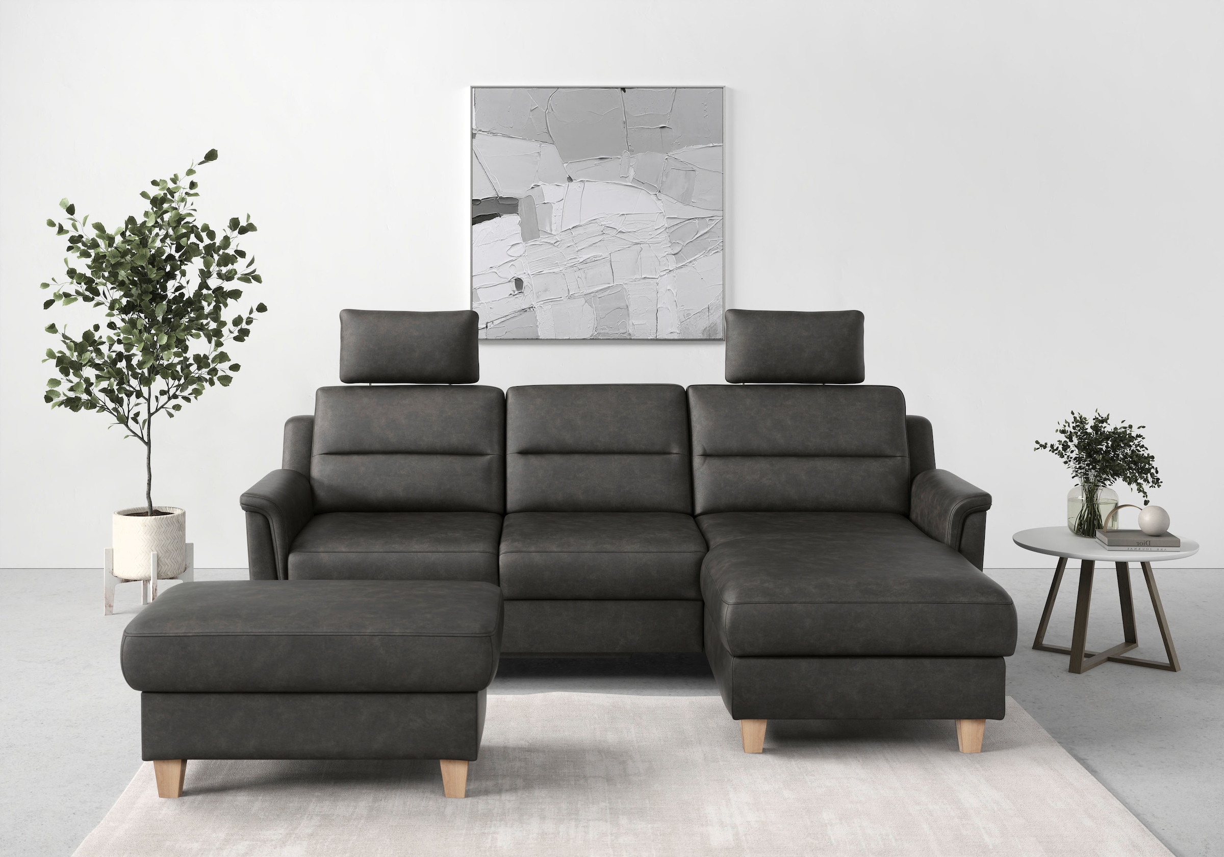 sit&more Ecksofa »Farö L-Form« inklusive Federkern, wahlweise mit Bettfunktion und Bettkasten