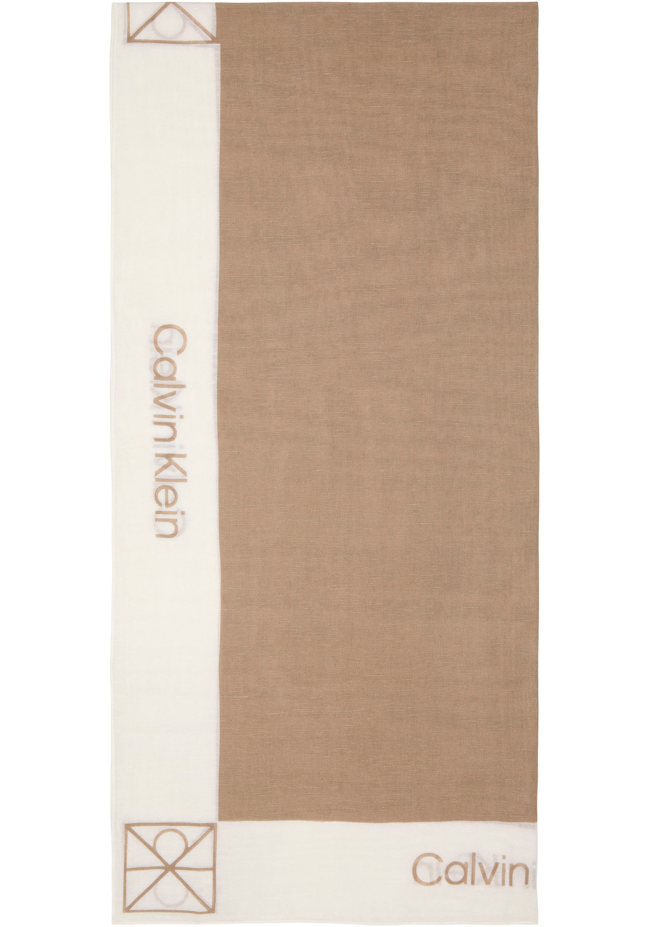 Image of Calvin Klein Modetuch "LINEN BLEND EMBLEM PAREO SCARF" Mit Farbkontrasten