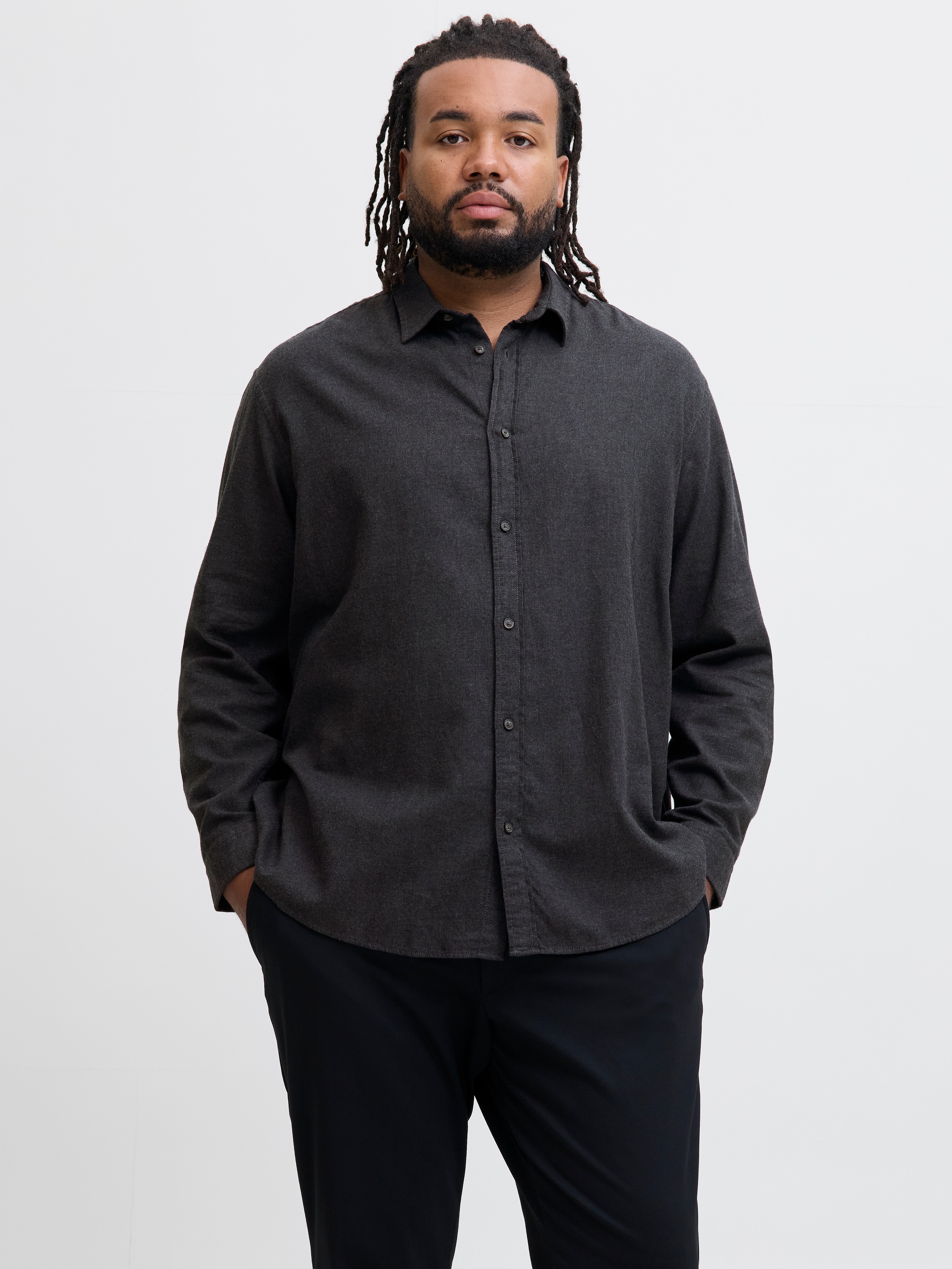 Image of Jack & Jones PlusSize Langarmhemd "JJECLASSIC MELANGE SHIRT L/S SN PLS"