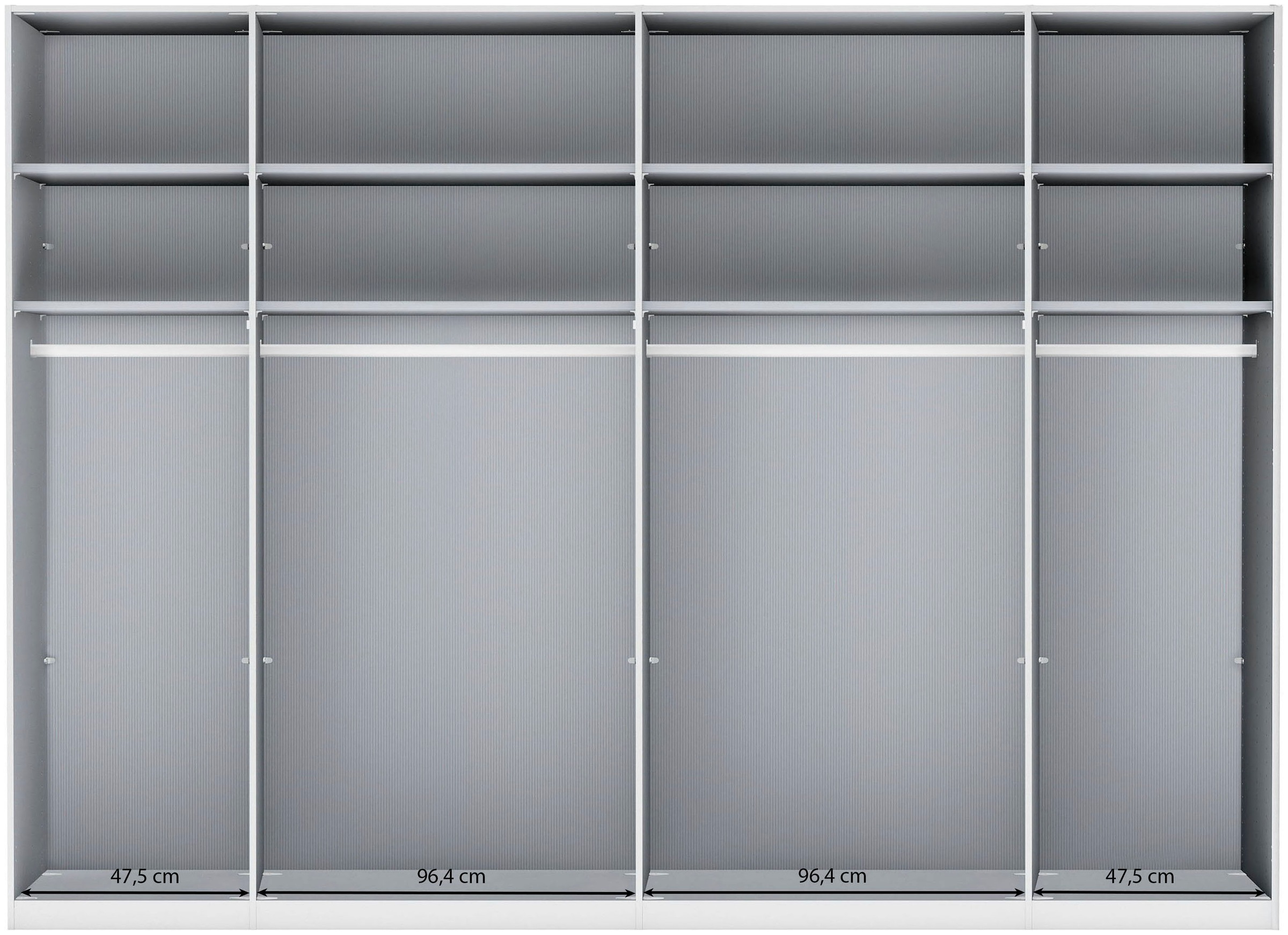 WIEMANN Armoire à portes pliantes »Ohio, Kleiderschrank, Schrank, Garderobe, mit Glasfront, 300 cm« Inclus étagères et tringles à vêtements, 2 hauteurs, MADE IN GERMANY,  comprend amortisseur de porte, façade en verre de haute qualité