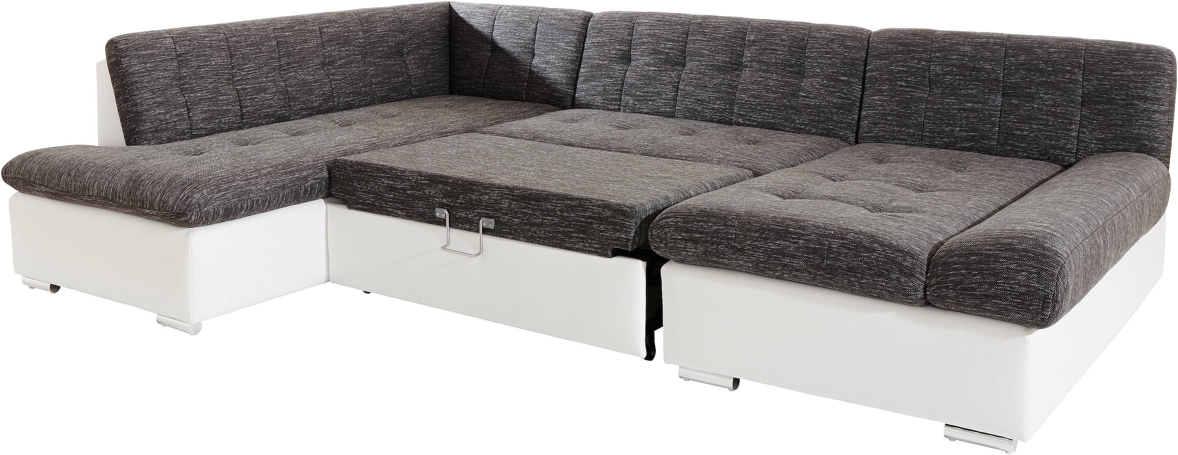 TRENDMANUFAKTUR Wohnlandschaft »Reggae modern und bequem, aktueller Materialmix, U-Form«, inkl. verstellbare Armlehne, wahlweise mit Bettfunktion