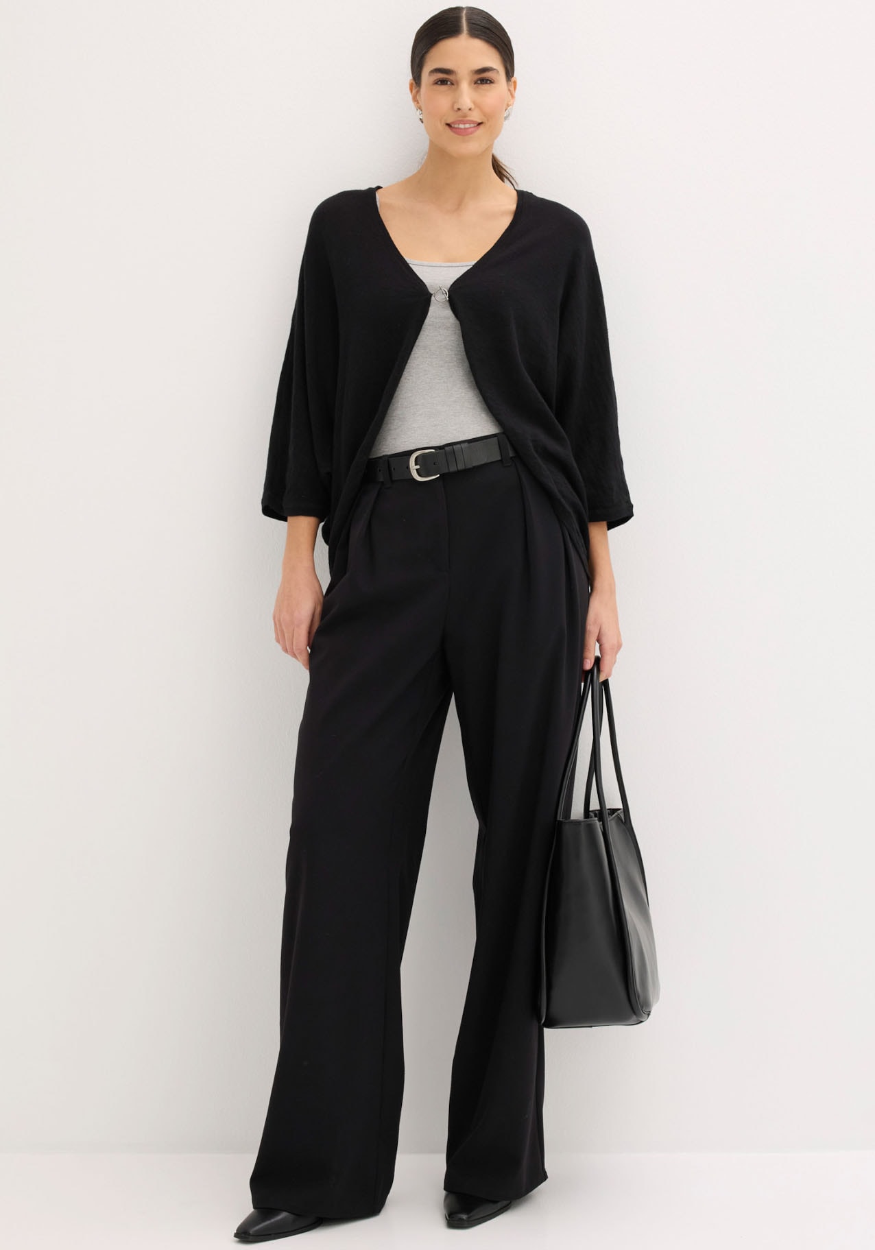 bonprix Veste en tricot Oversize-Passform, 3/4-Ärmel, eleganter Stil, aus Baumwolle