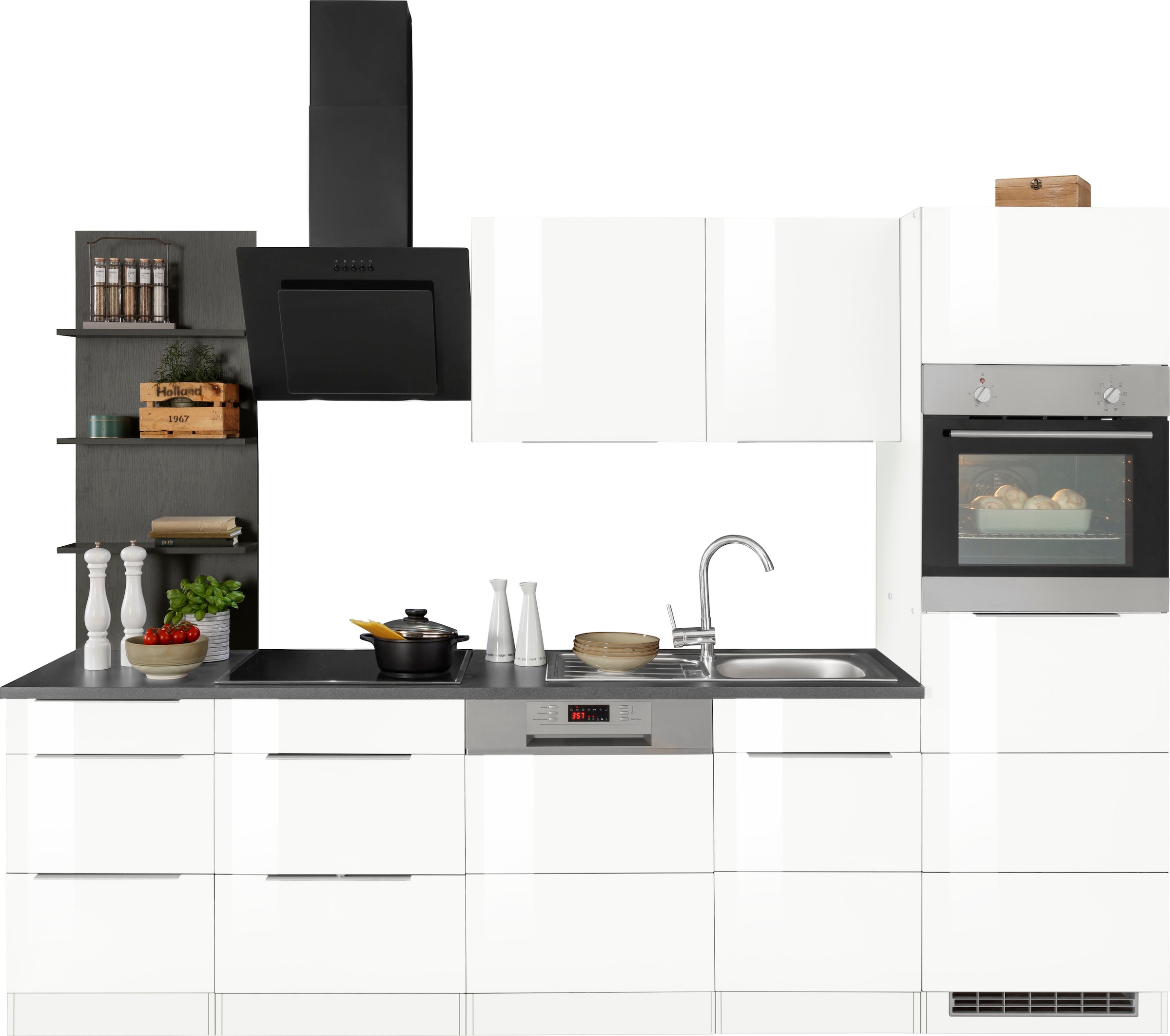Image of KOCHSTATION Küchenzeile "KS-Brindisi Breite 280 cm" wahlweise mit E-Geräten und Induktion, mit MDF-Fronten und Regal