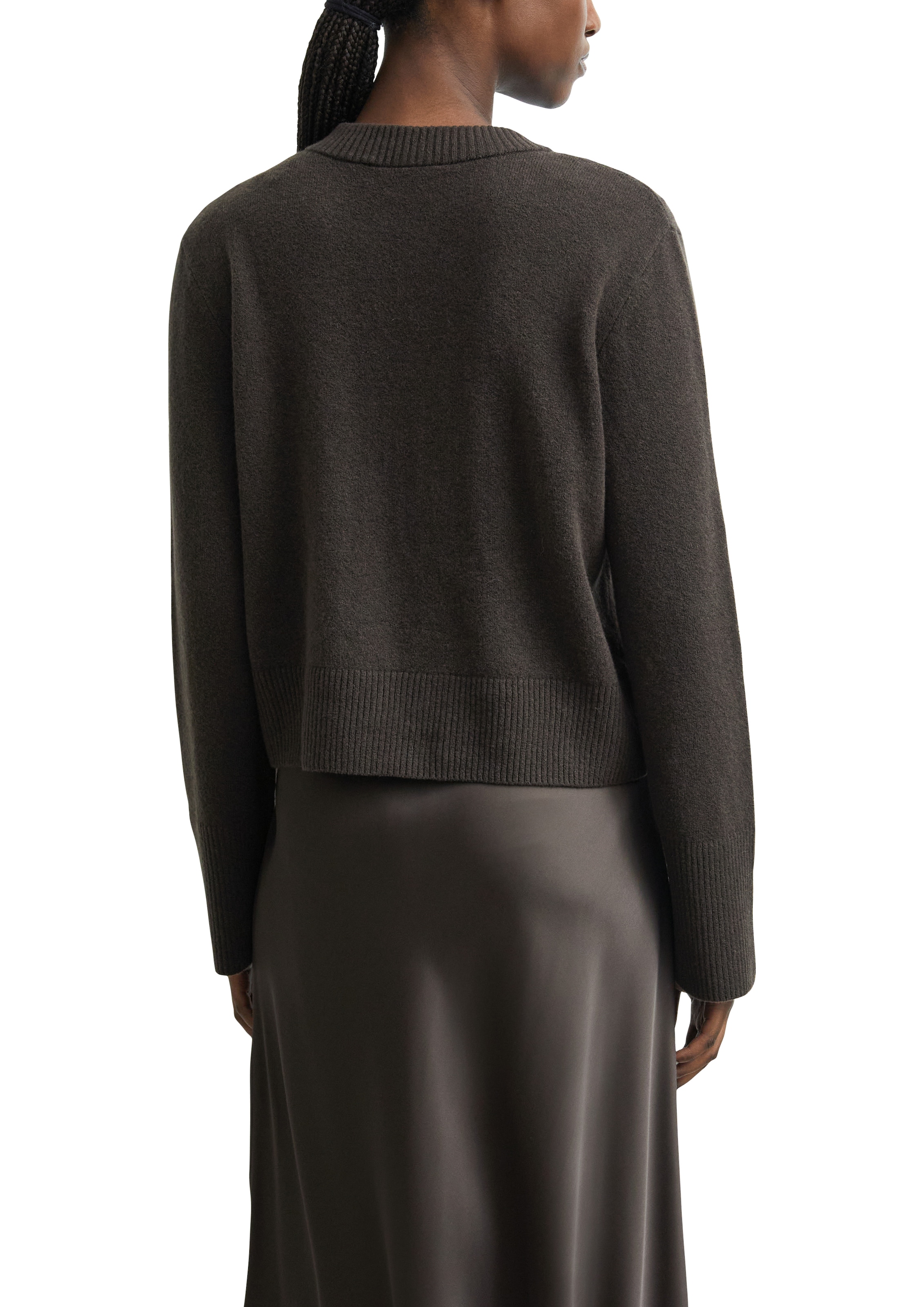 Comma Strickjacke mit Rundhals und Knopfleiste