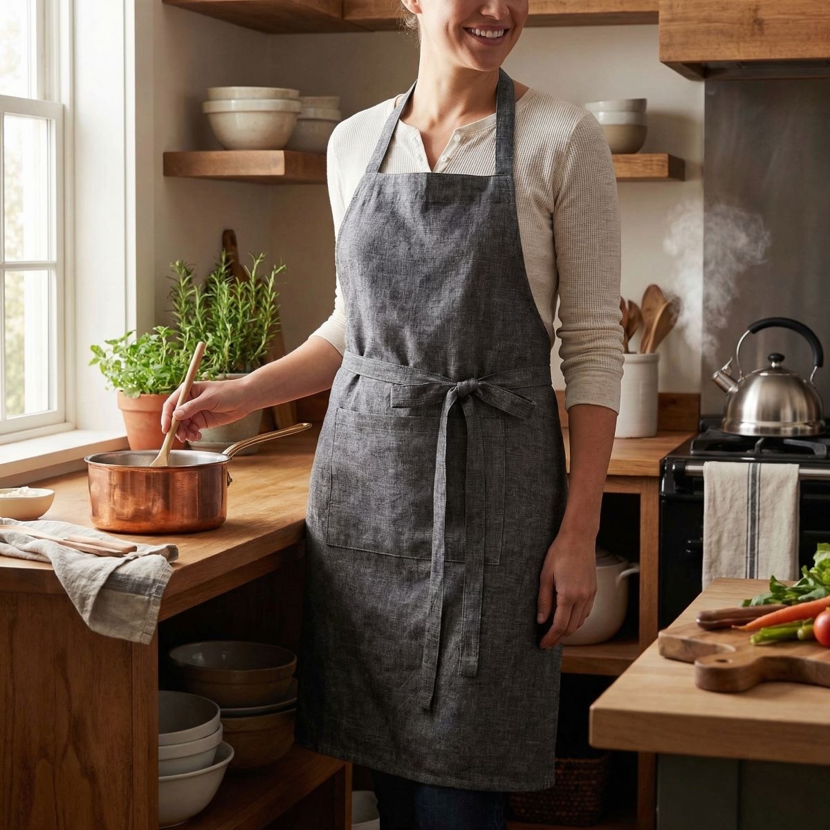 Home affaire Tablier de cuisine »Schürze grau 70x80cm« 1