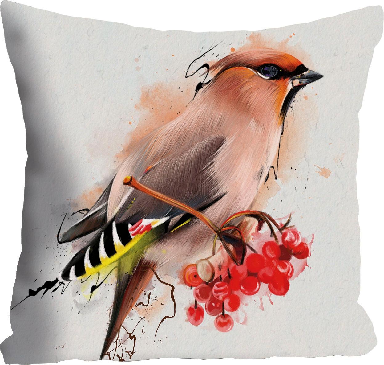 Image of queence Dekokissen ""Vogel"" Kissenhülle ohne Füllung, 1 Stück