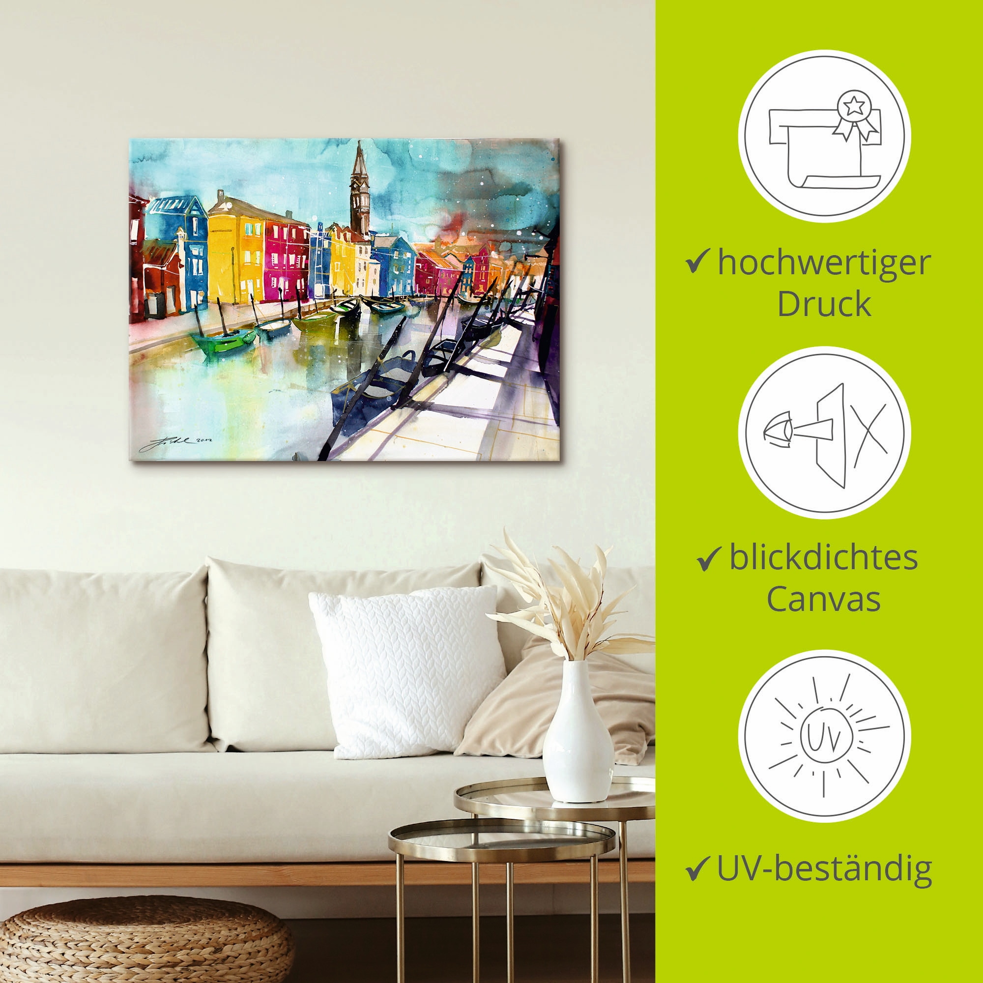 Artland Tableau sur toile »Venedig« 1 cuis tlg. auf Holzrahmen gespannt