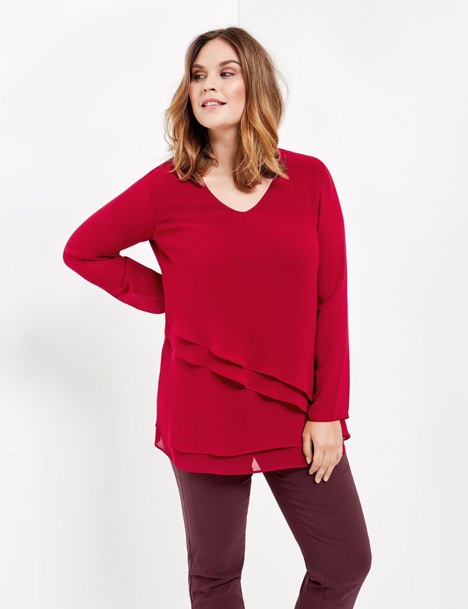 Bluse Langarm »Bluse aus Crêpe Georgette«