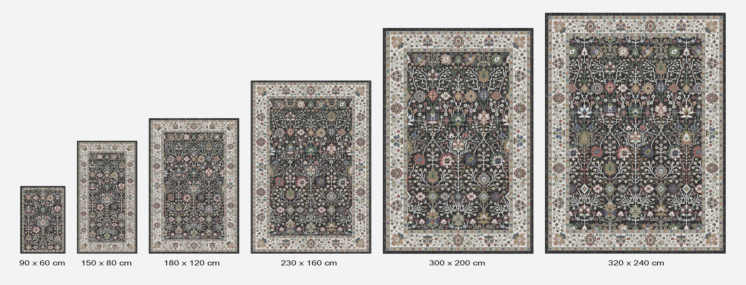 GOODproduct 1100000002199 »Aylaa, Blumen-Motiv« rechteckig 9 mm Höhe orientalisch, Blumen, Rahmen, Wohnzimmer, Schlafzimmer, Esszimmer