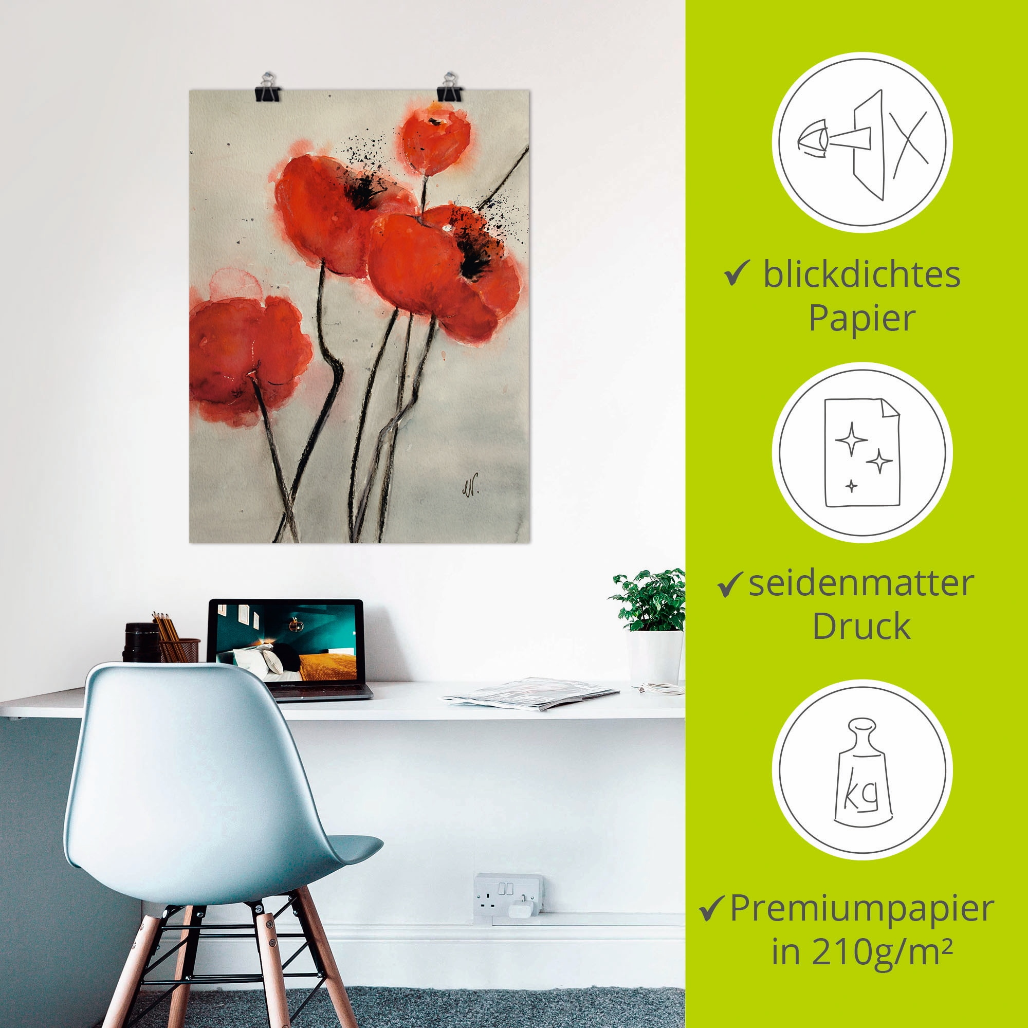 Artland Wandbild »Roter Mohn« Blumen 1 Stk. tlg. als Leinwandbild, Poster in verschied. Grössen