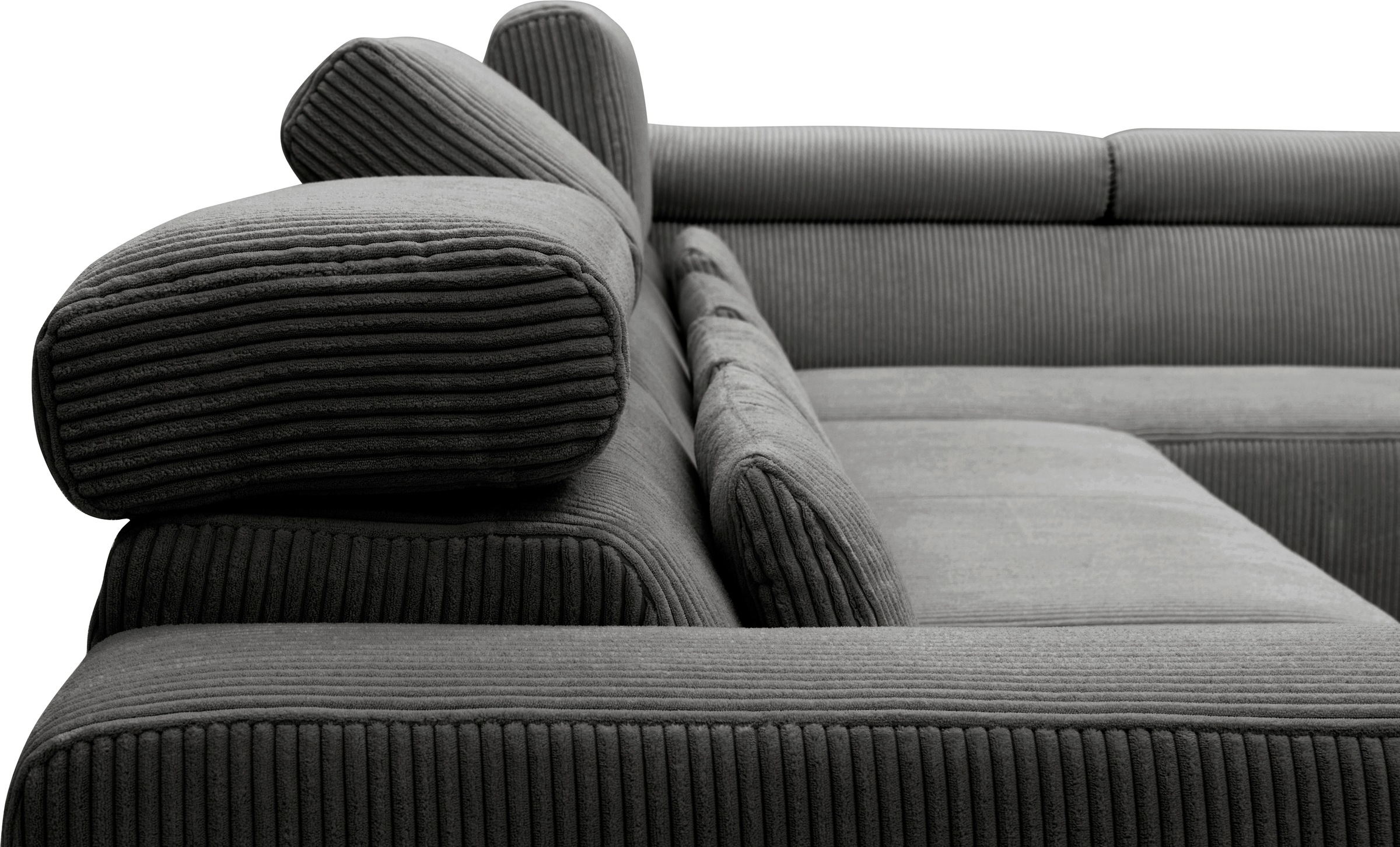 DOMO collection Wohnlandschaft »Brandon viele Bezugsarten, auch in Cord und Leder, incl. Nierenkissen«, mit Kopfteilverstellung, wahlweise Sitztiefenverstellung, U-Form