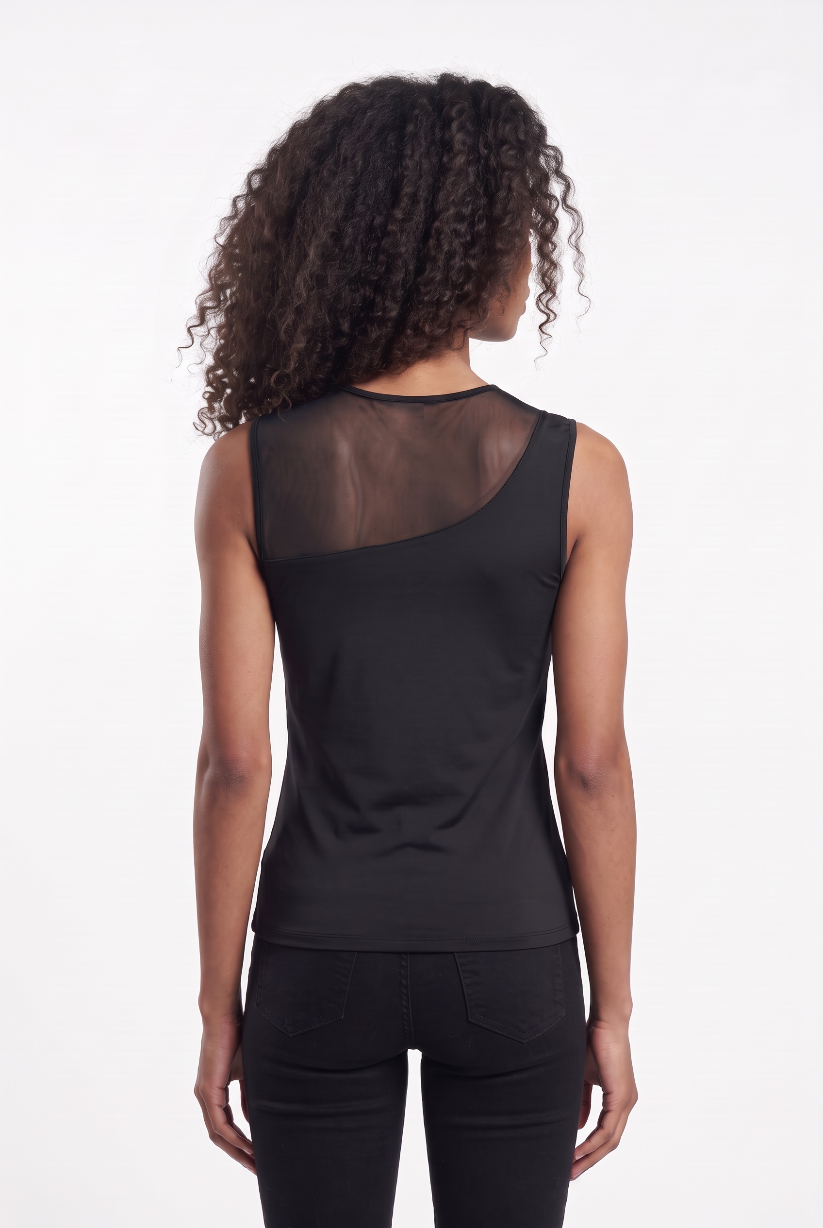 ONLY Rundhalsshirt »ONLTABY S/L ASYMMETRIC MESH TOP CS JRS« Materialmix, eng geschnitten