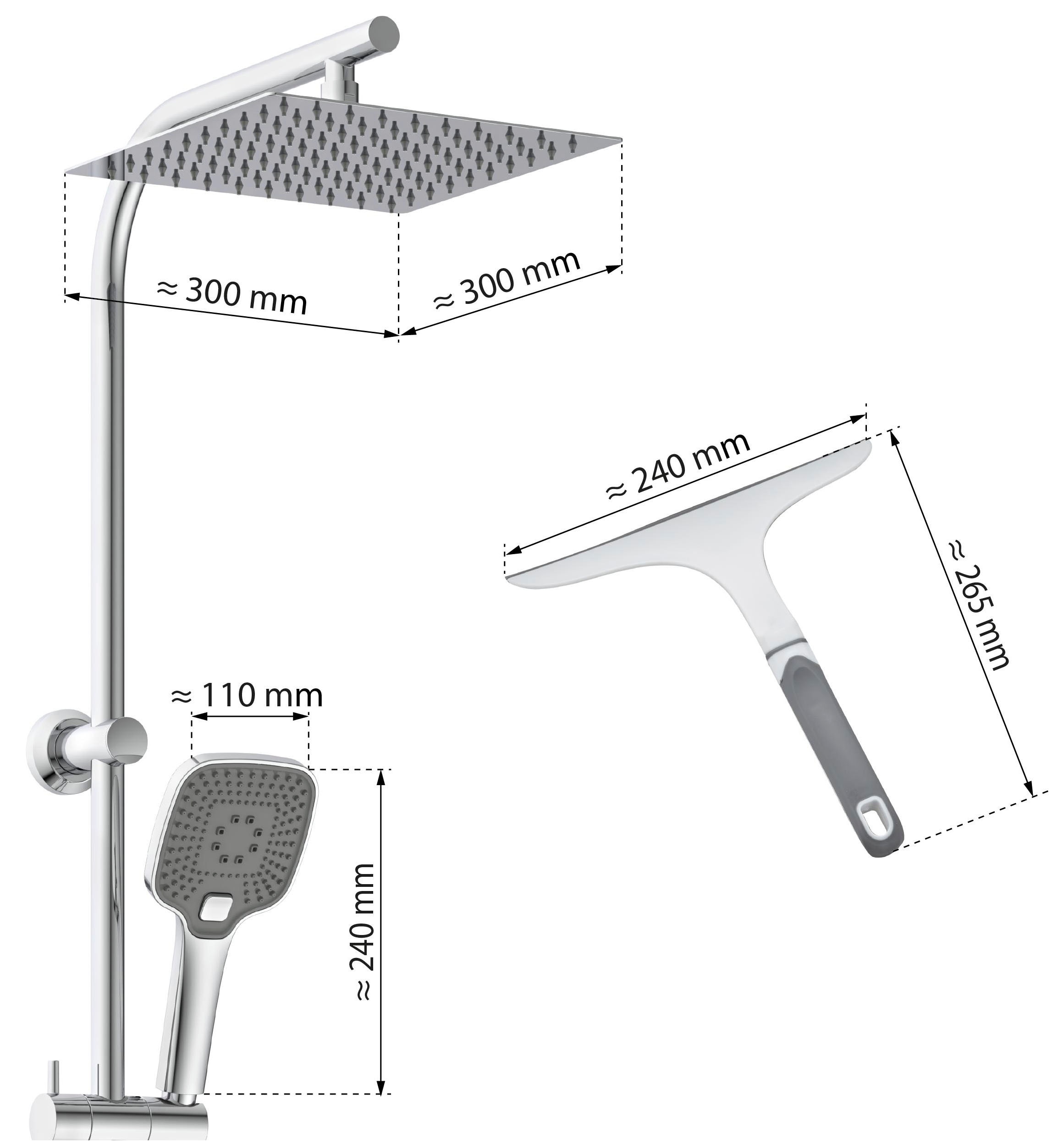 Eisl Duschsystem »EASY DELUXE« Regendusche, Antikalk, höhenverstellbar, inkl. Duschabzieher