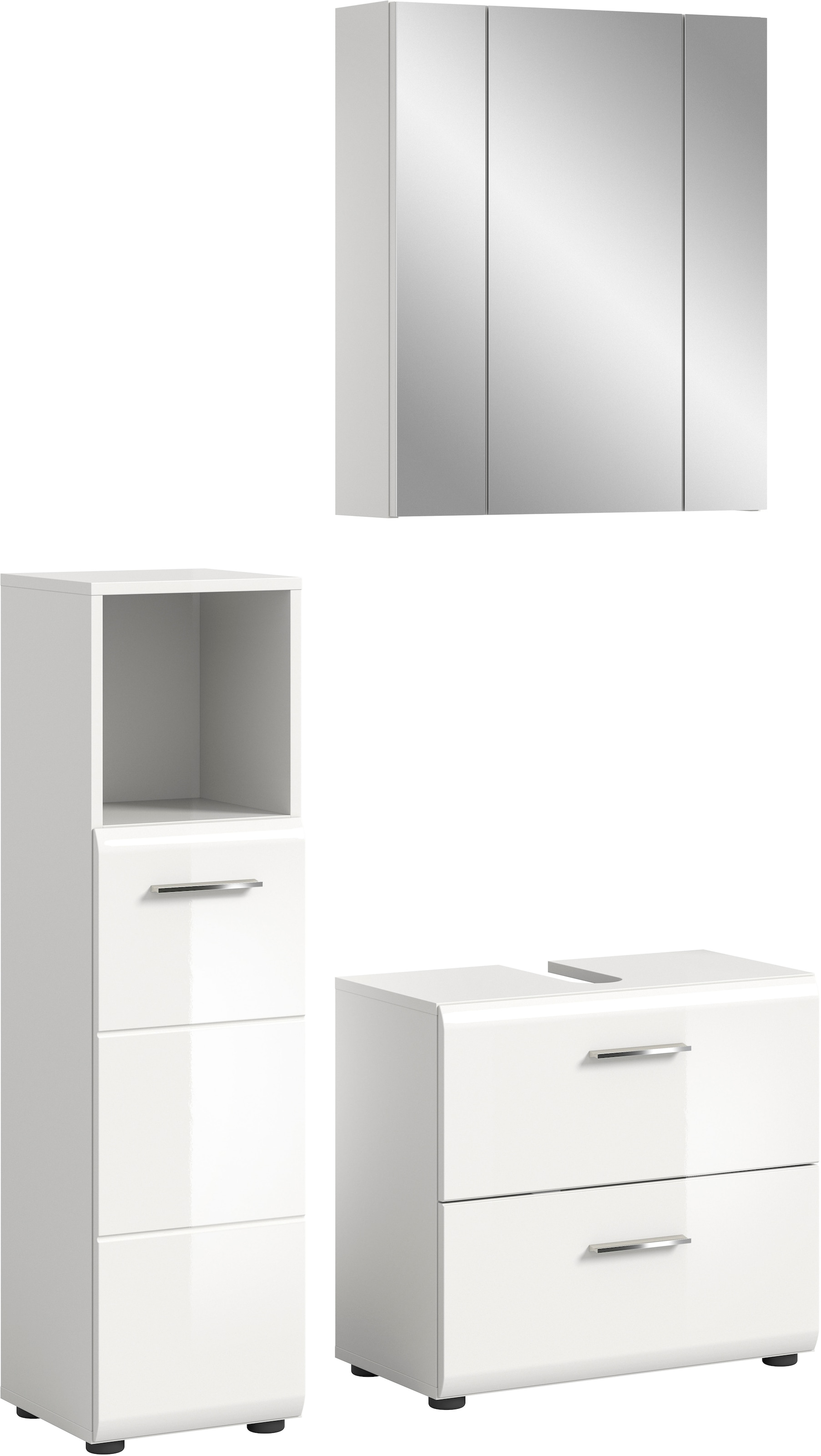 INOSIGN Badmöbel-Set »FLORENZ, TOPSELLER!, 3-teilige Badkombination, hochwertige MDF-Front« best. aus: Midischrank hoch, Waschbeckenunterschrank, Spiegelschrank, 