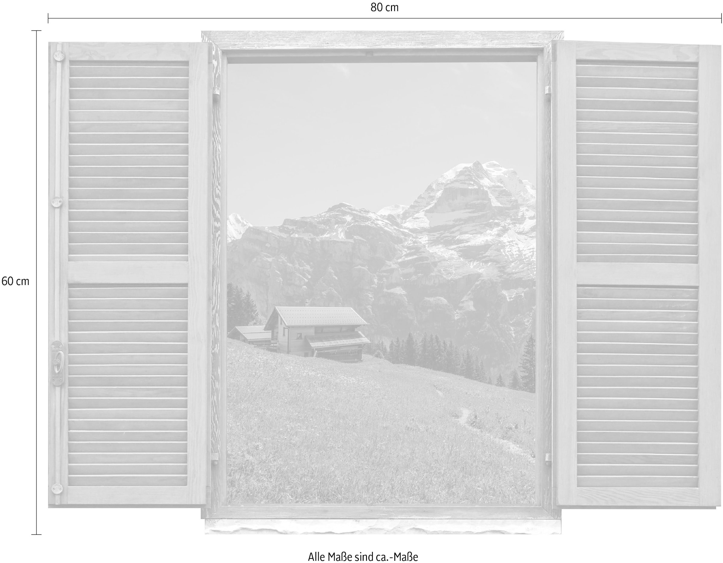 queence Autocollant mural »Almhütte« Wandsticker, Wandbild, selbstklebend, 3D, Fenster