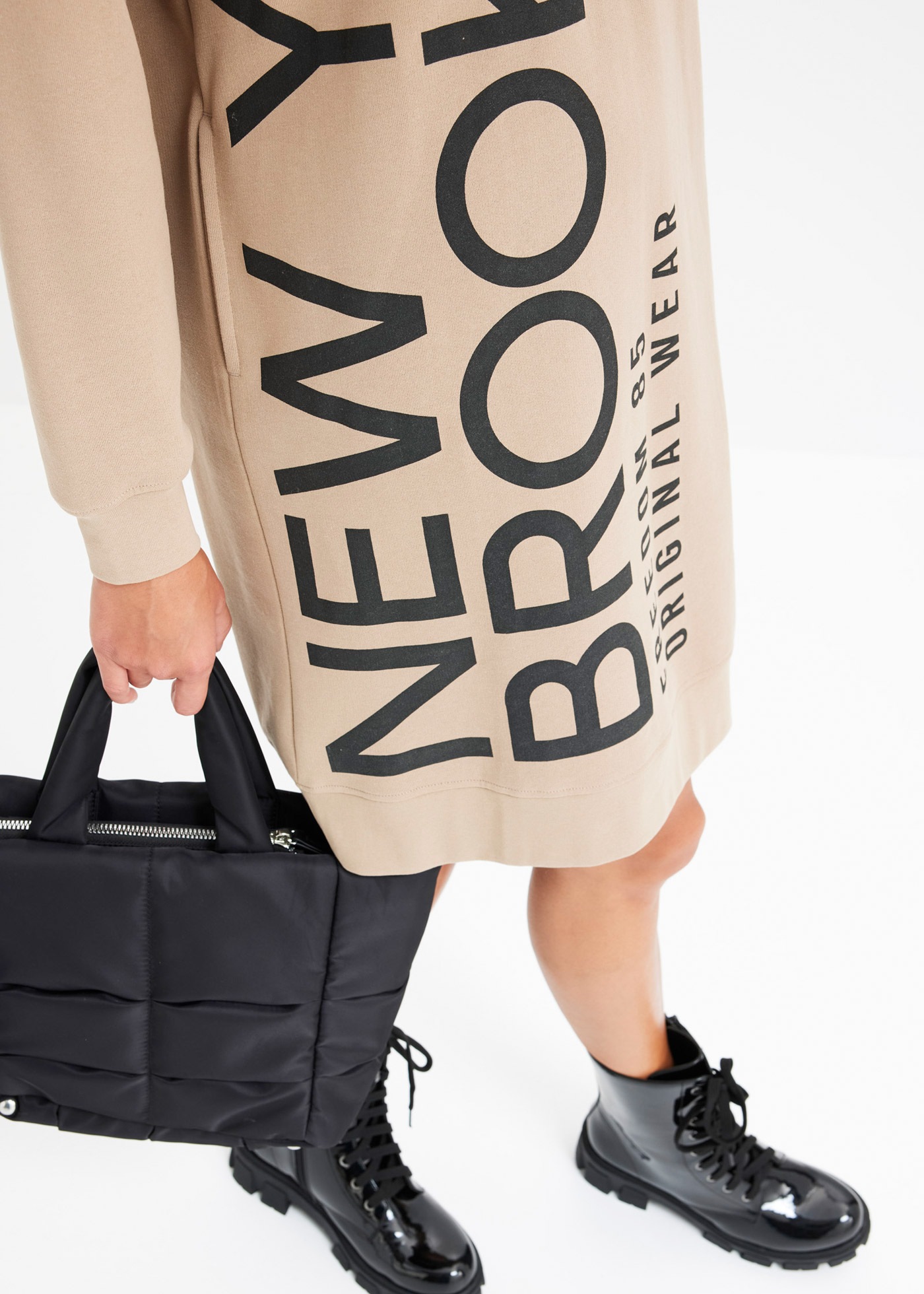 bonprix Robe en sweat »Oversize-Sweatkleid aus weichem Baumwoll-Mix« für den Alltag, aus Baumwoll-Mix, Oversize-Passform, im Casual Stil