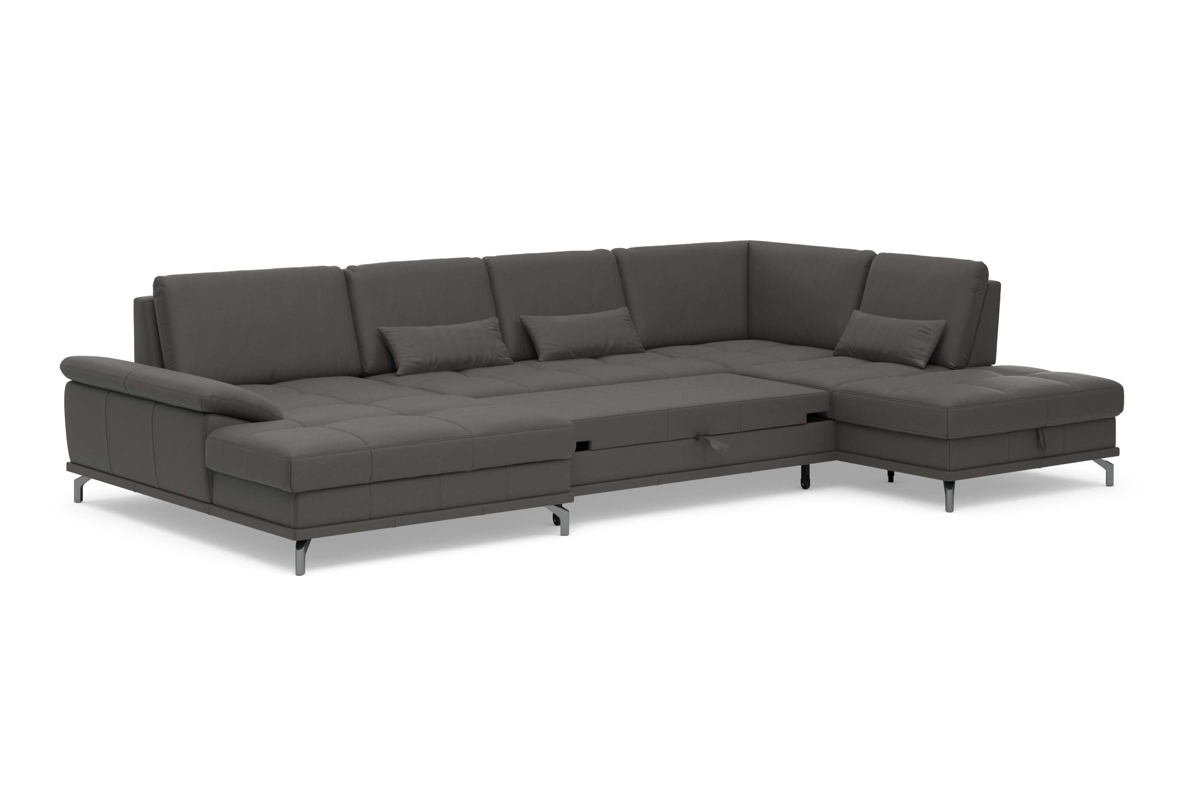 Places of Style Wohnlandschaft »Costello U-Form, mit Sitztiefenverstellung, Armteilverstellung und«, 3 Nierenkissen, optional Bettfunktion und Bettkasten